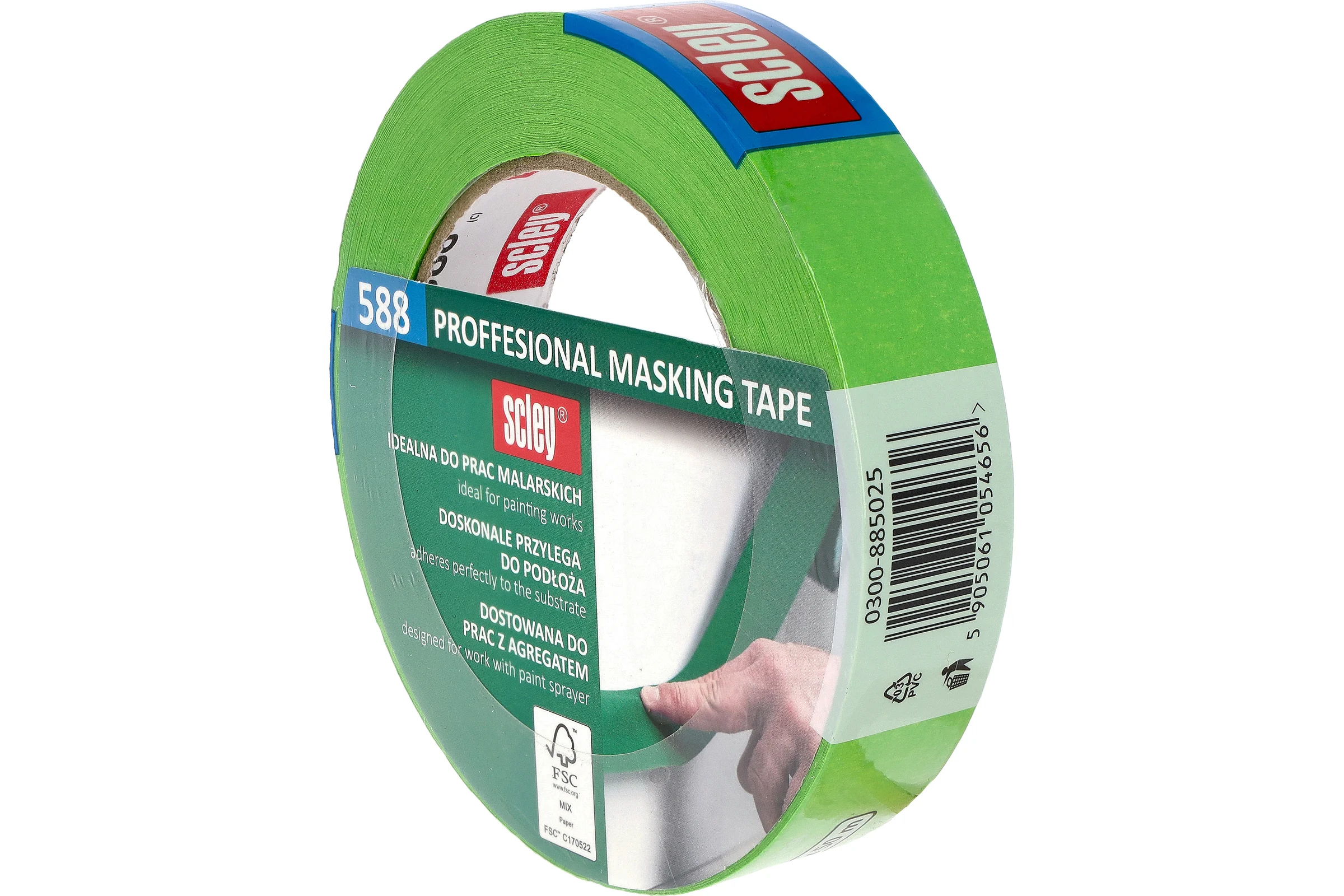 Малярная лента SCLEY 588 серия, зелёная, 25 мм х 50 метров 0300-885025