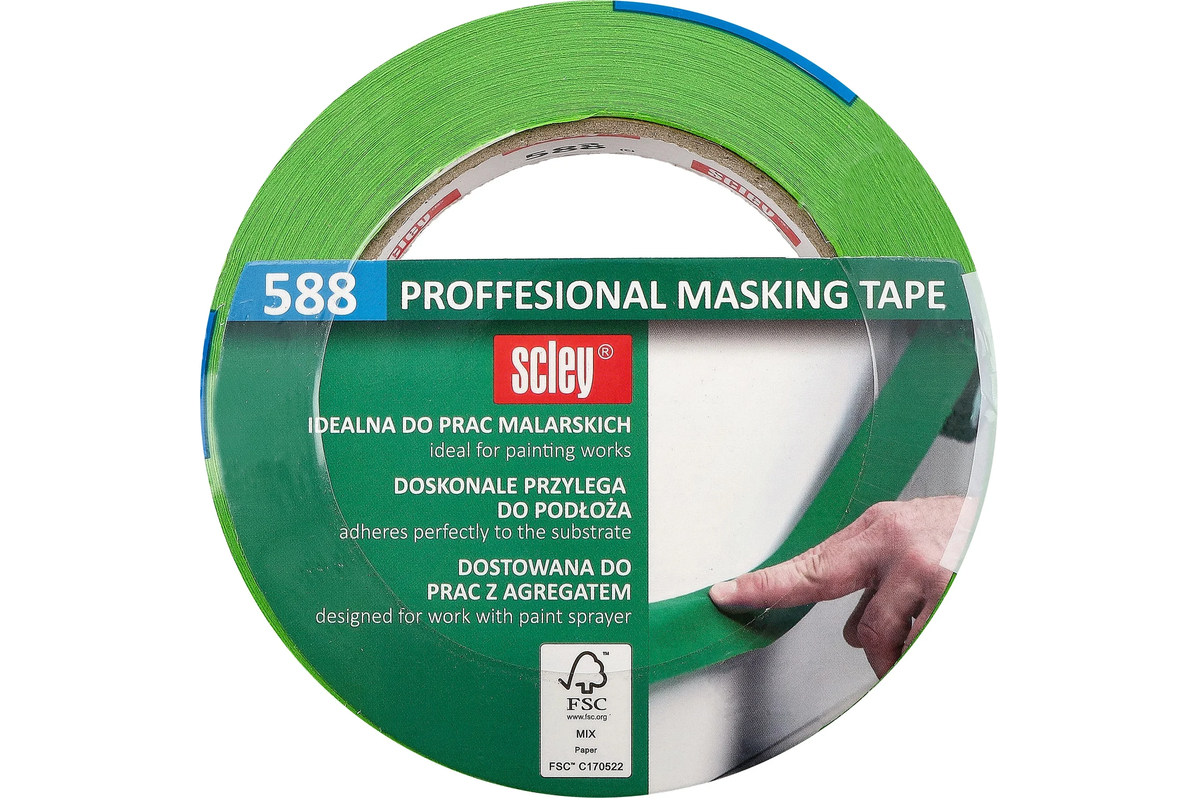 Малярная лента SCLEY 588 серия, зелёная, 25 мм х 50 метров 0300-885025