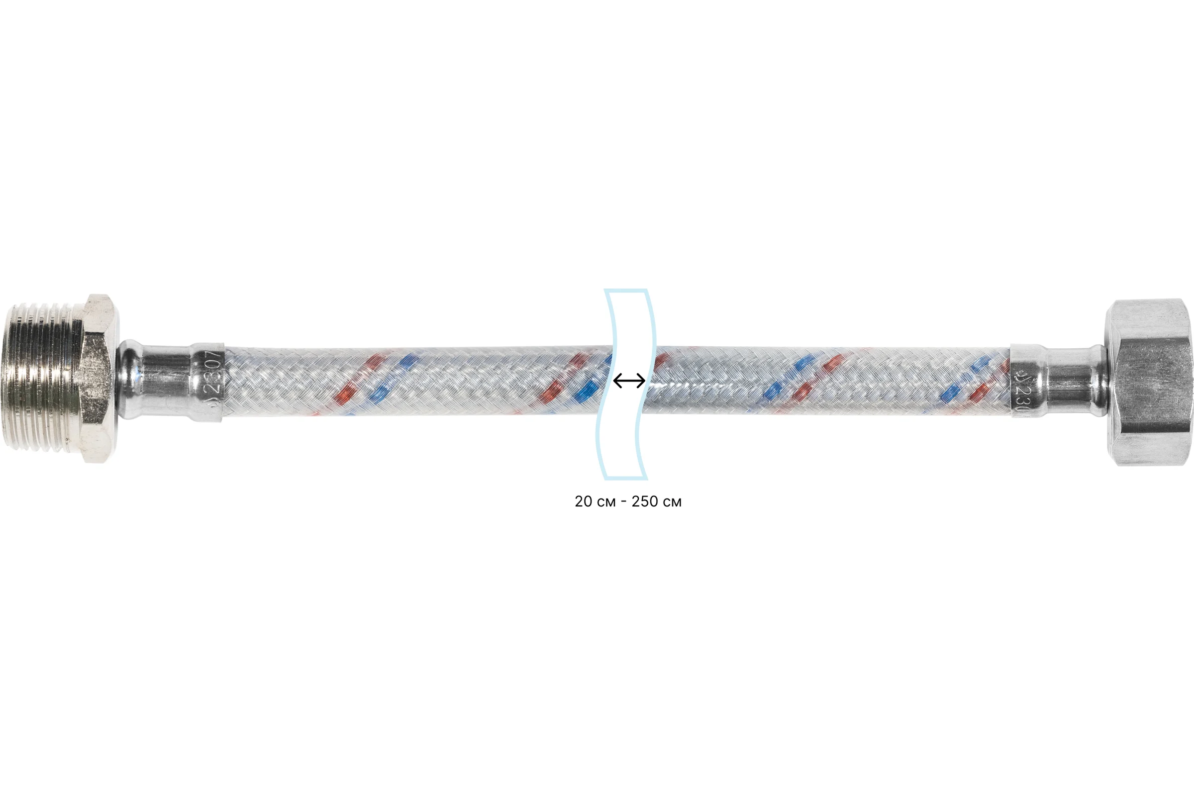 Гибкая подводка для воды ЦС, нейлон, 3/4”Г х 3/4"Ш L-100 см, штука ГП002123