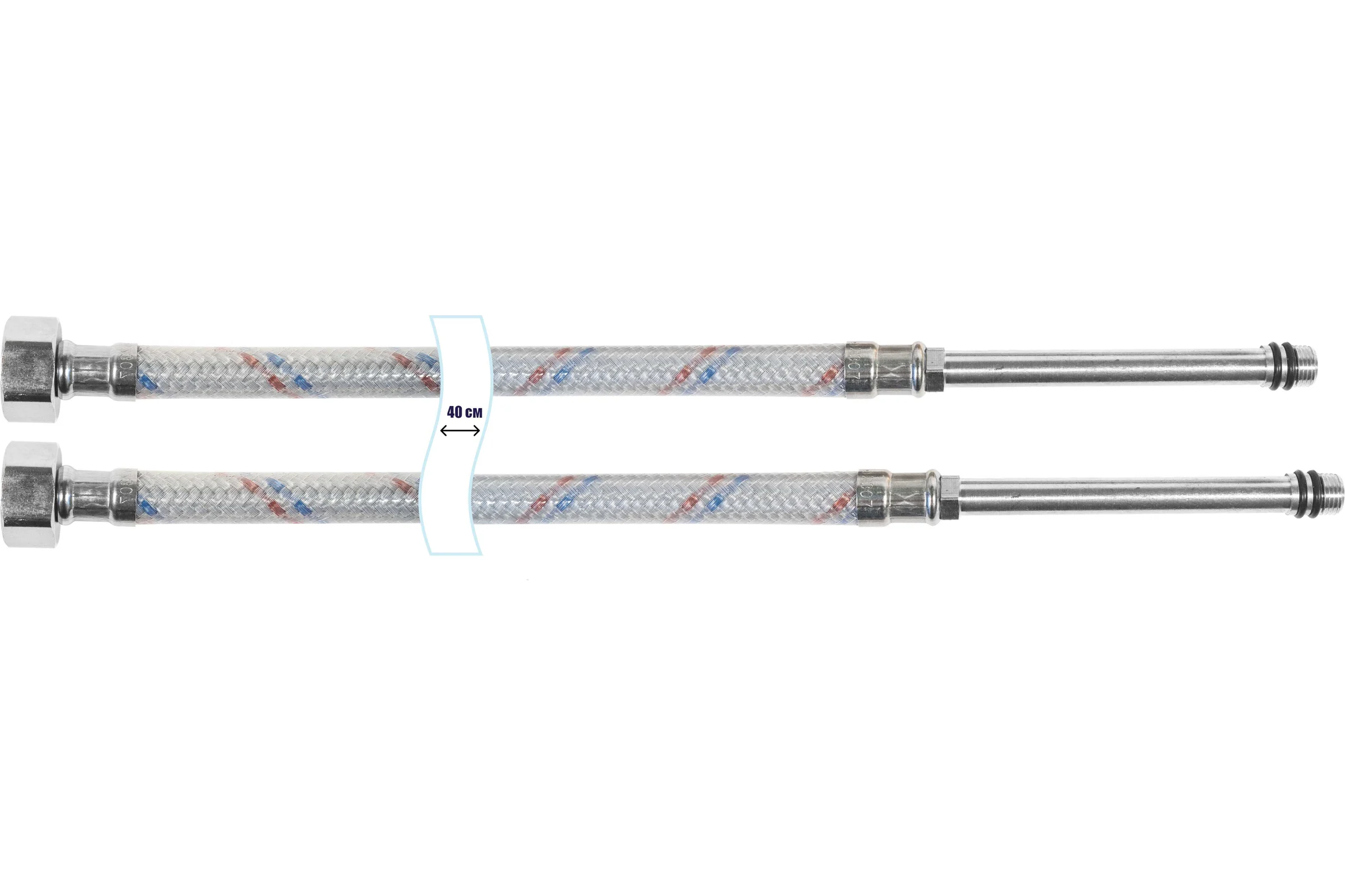 Гибкая подводка для смесителей ЦС нейлон, штуцер 106/100 мм, 1/2”хM10 L-40 см, пакет, уп. пара ГП002271