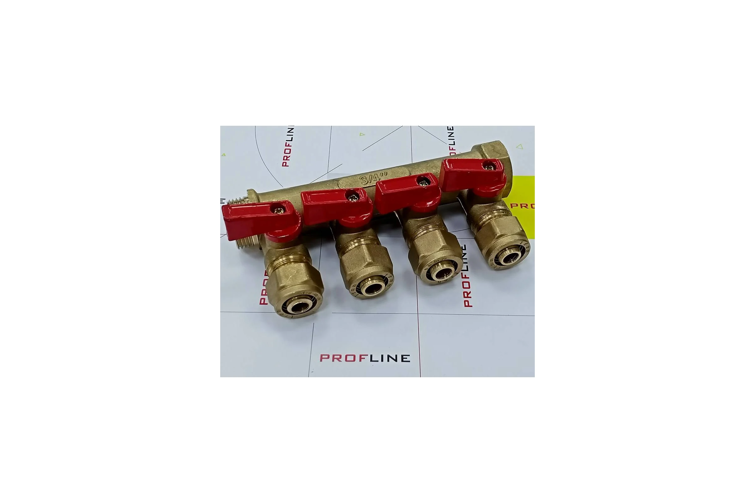 Коллектор для м/п труб 3/4x3/4x16x4 вых с кранами PROFLINE УТ-00036226