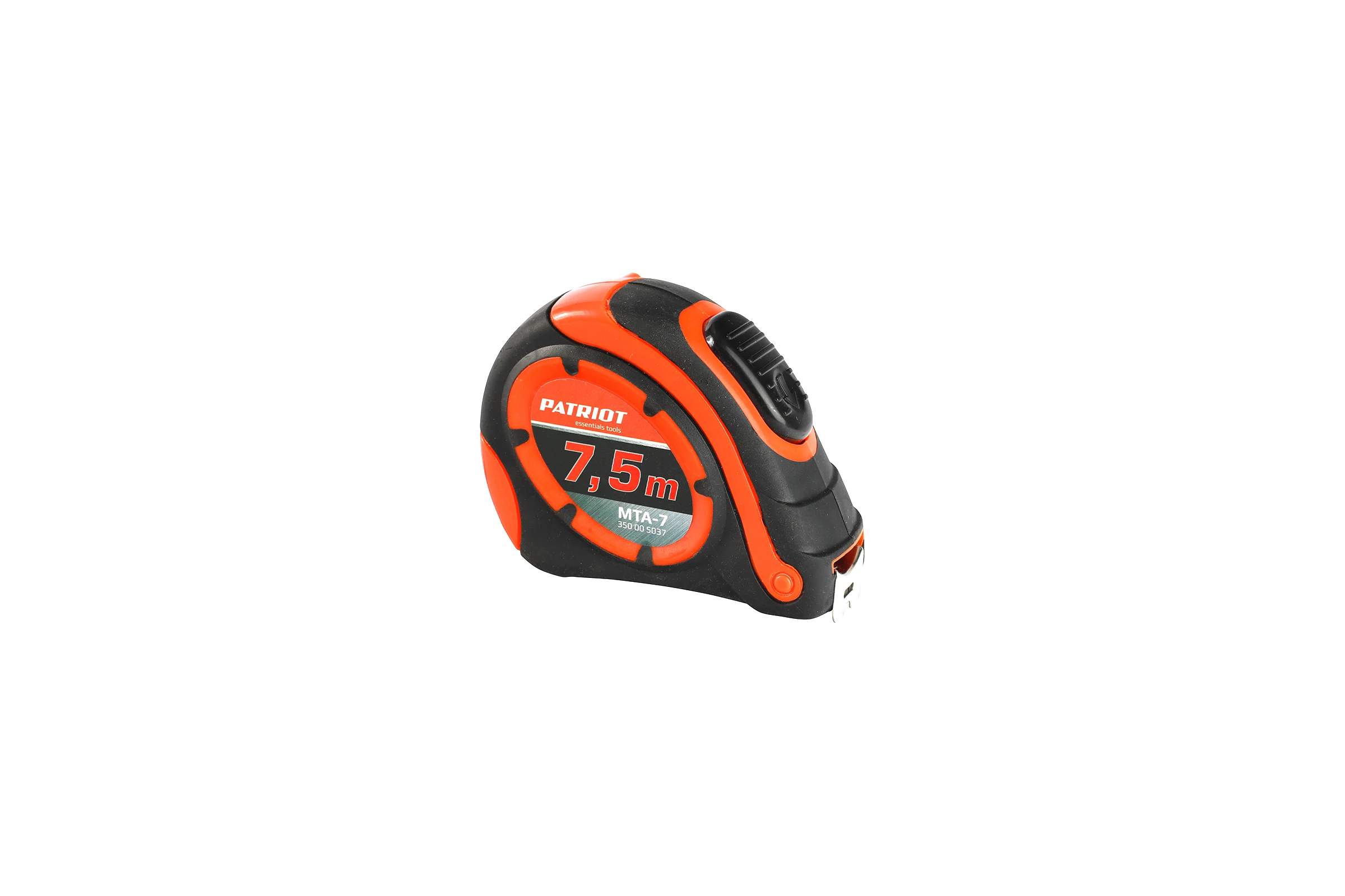 Рулетка PATRIOT MTA-7, автостоп, ударопрочный корпус, обрезиненная, 7,5 м 350005037