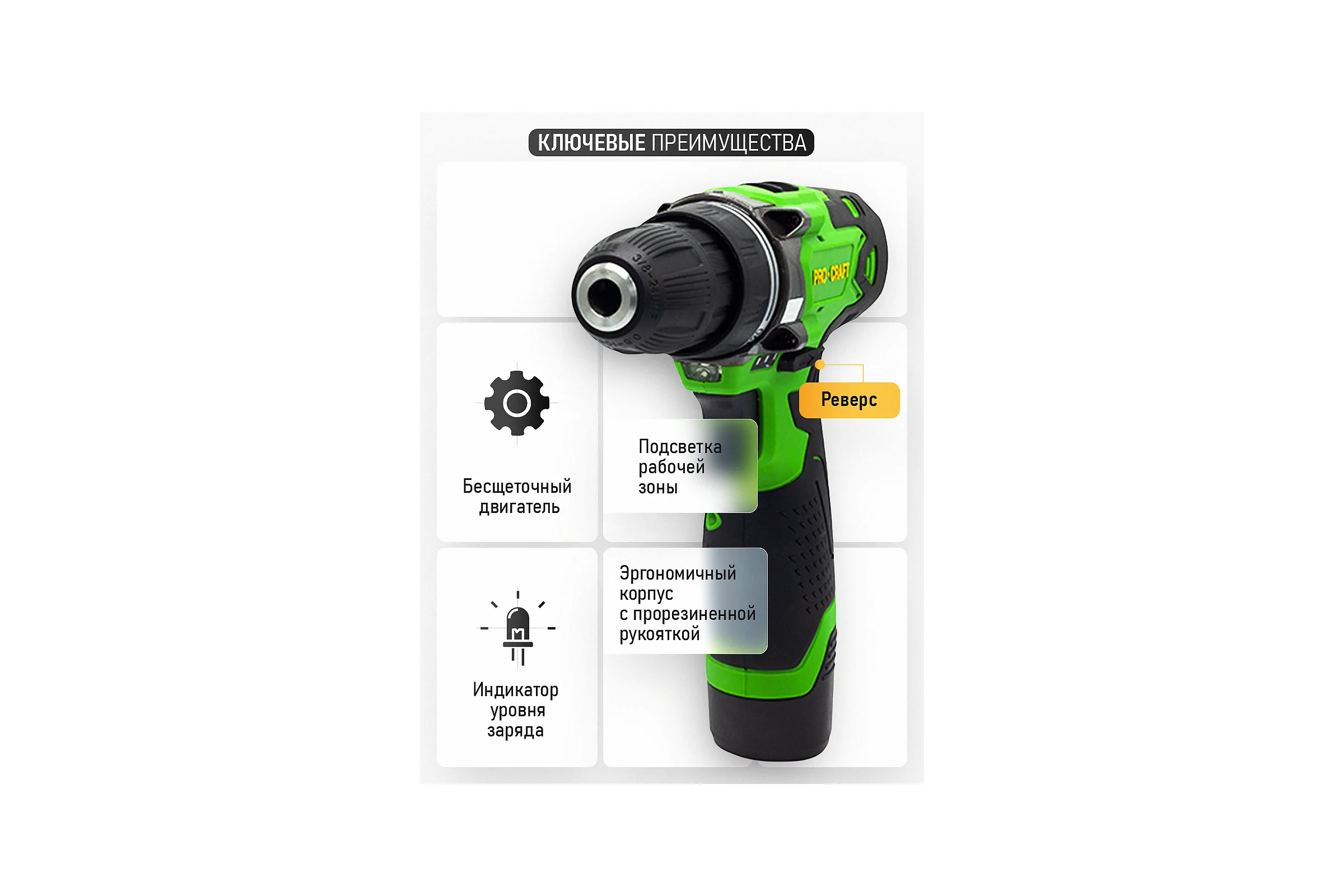 Аккумуляторный шуруповерт PROCRAFT Industrial PA 12 Li PA12IND PA12Li IND