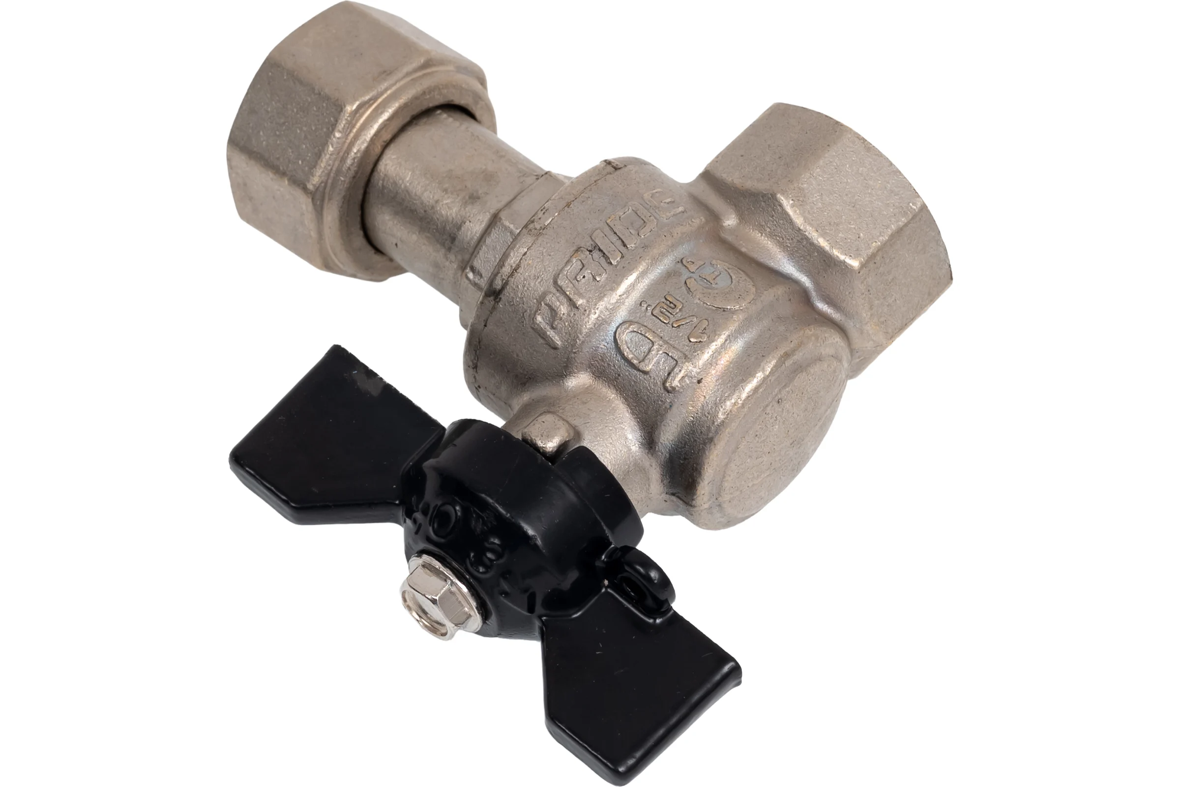 Кран угловой шаровой LD PRIDE 1/2'' вн/накидная гайка бабочка 553958