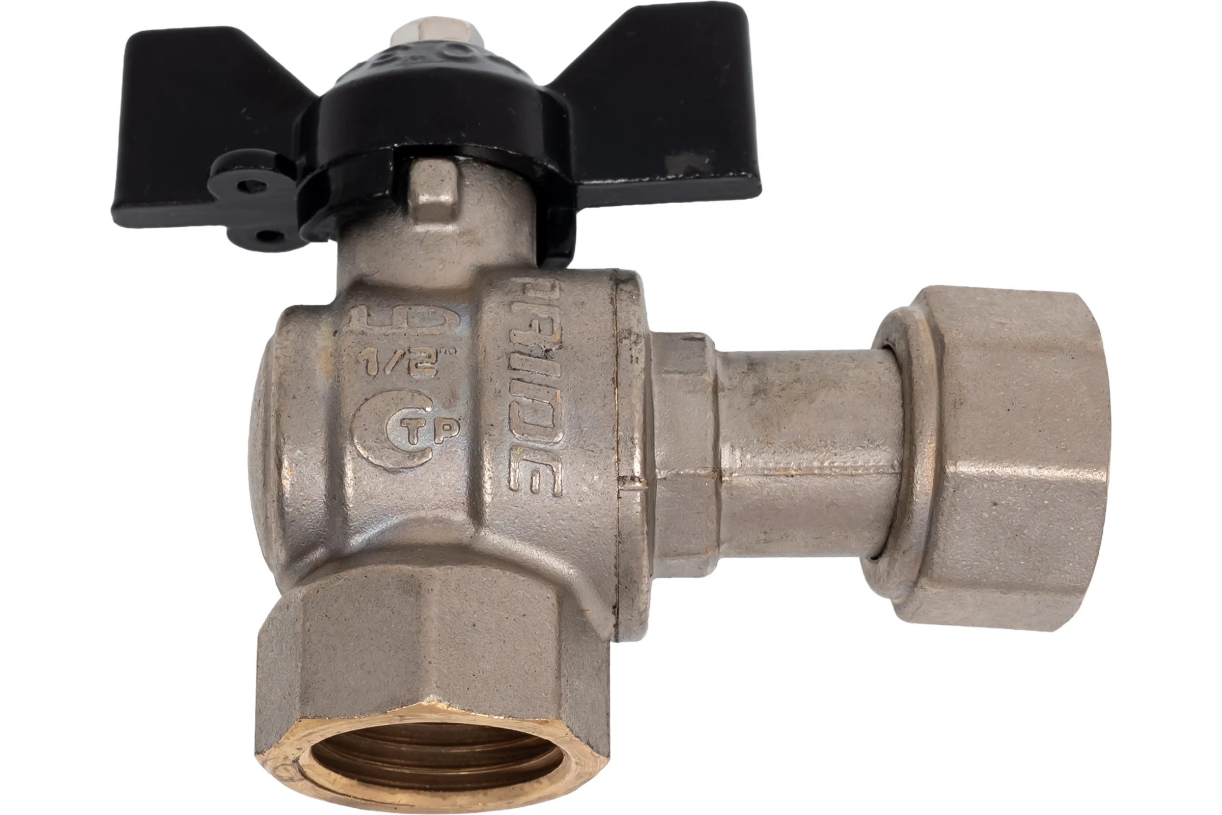 Кран угловой шаровой LD PRIDE 1/2'' вн/накидная гайка бабочка 553958