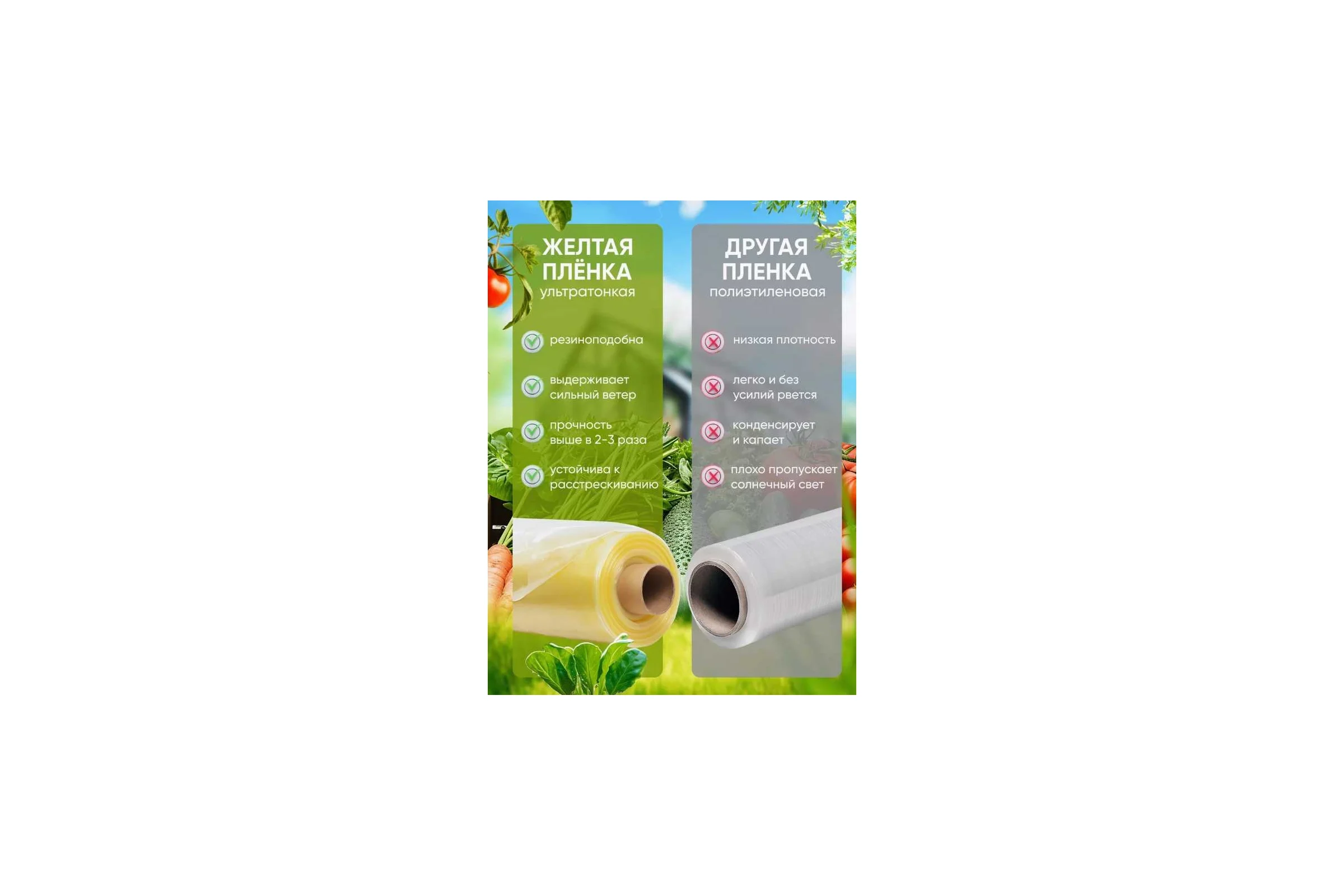 Многолетняя полиэтиленовая пленка Доминар ГОСТ первый сорт, цвет желтый, 200 мкм, 6 м х 8 м, в отрезке M09045