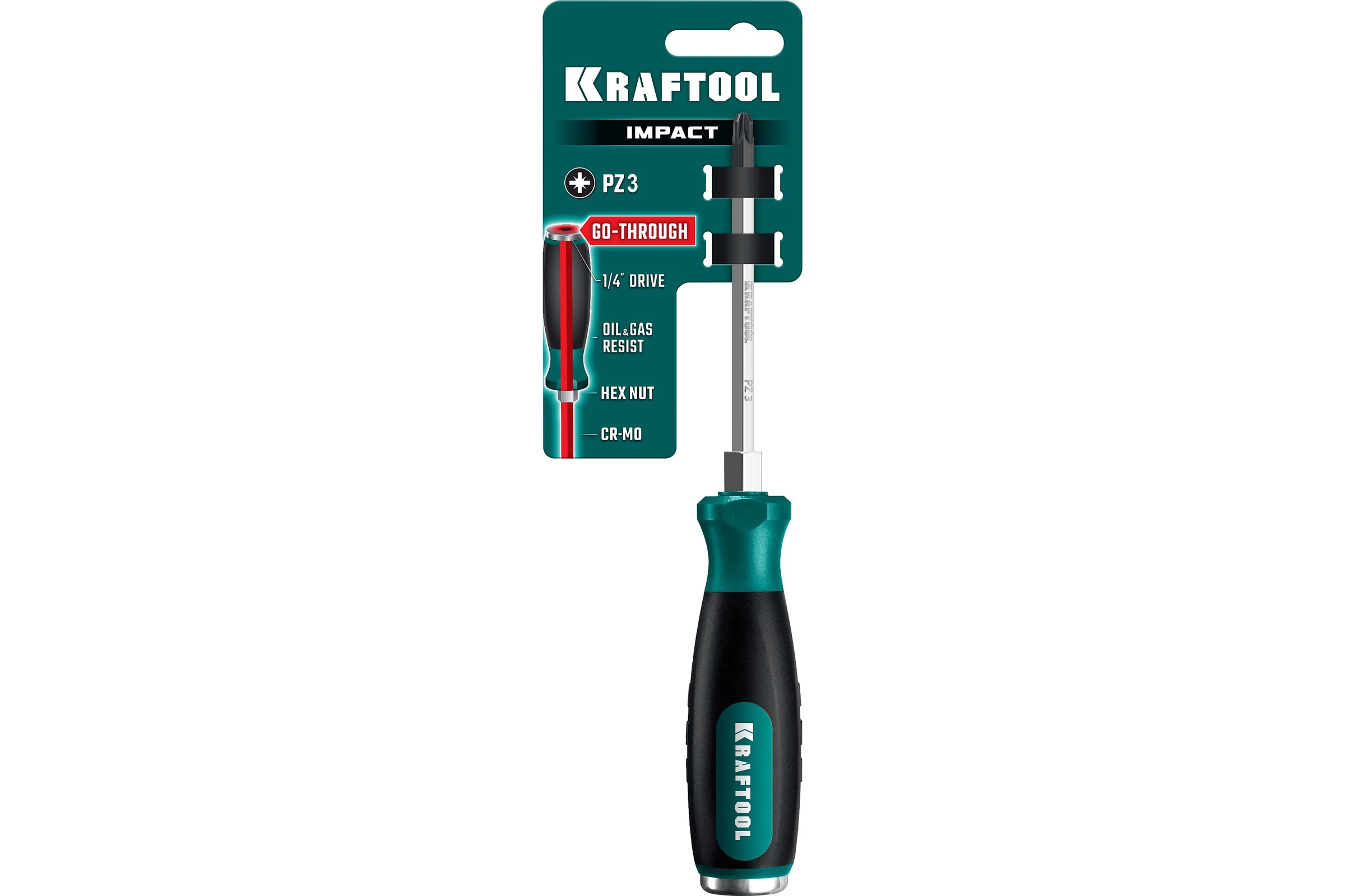 Ударная отвертка KRAFTOOL Impact PZ3, сквозной стержень Cr-Mo 250035-3