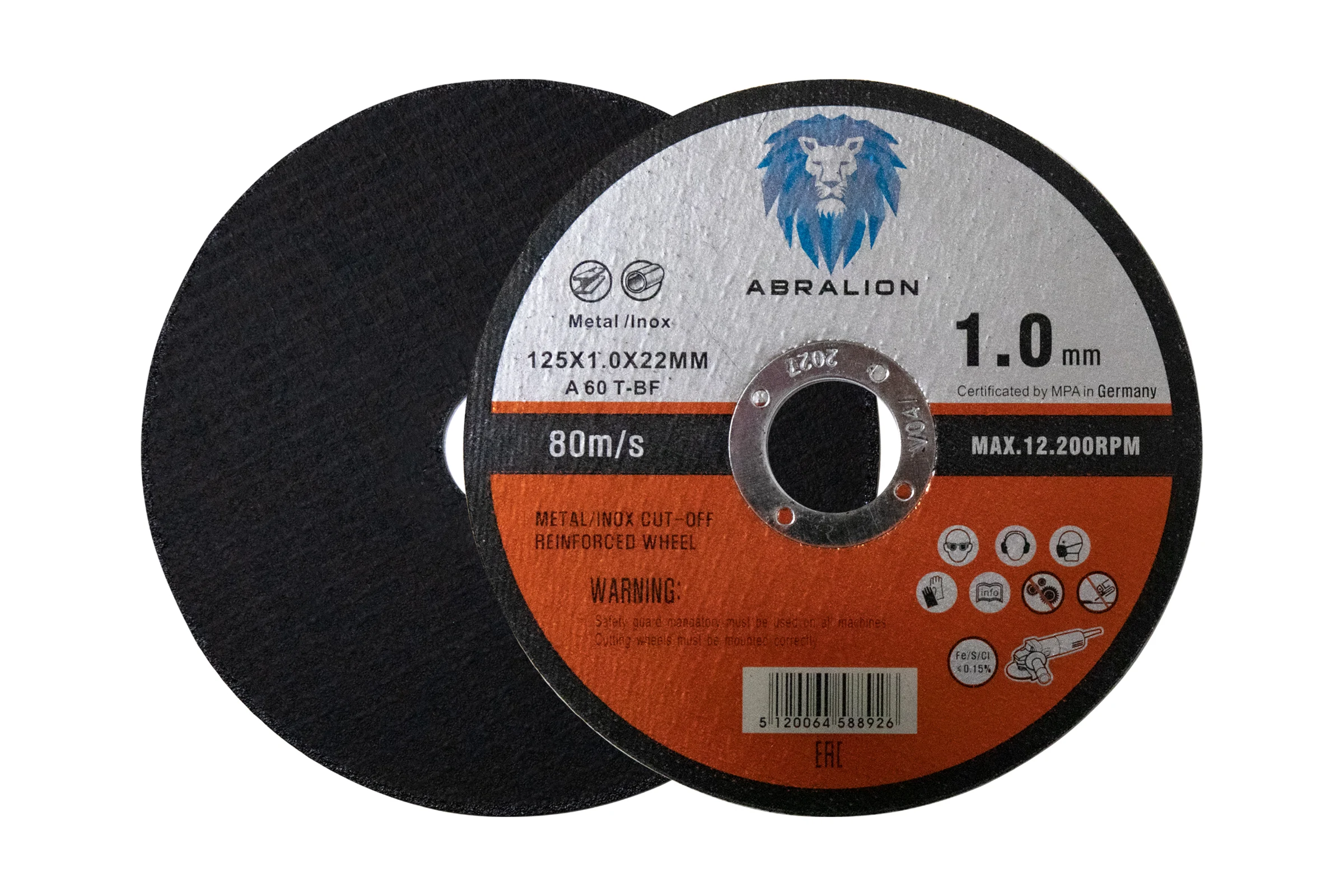 Круг отрезной 125x1x22 мм, А60 T-BF, металл/нерж. ABRALION 8926
