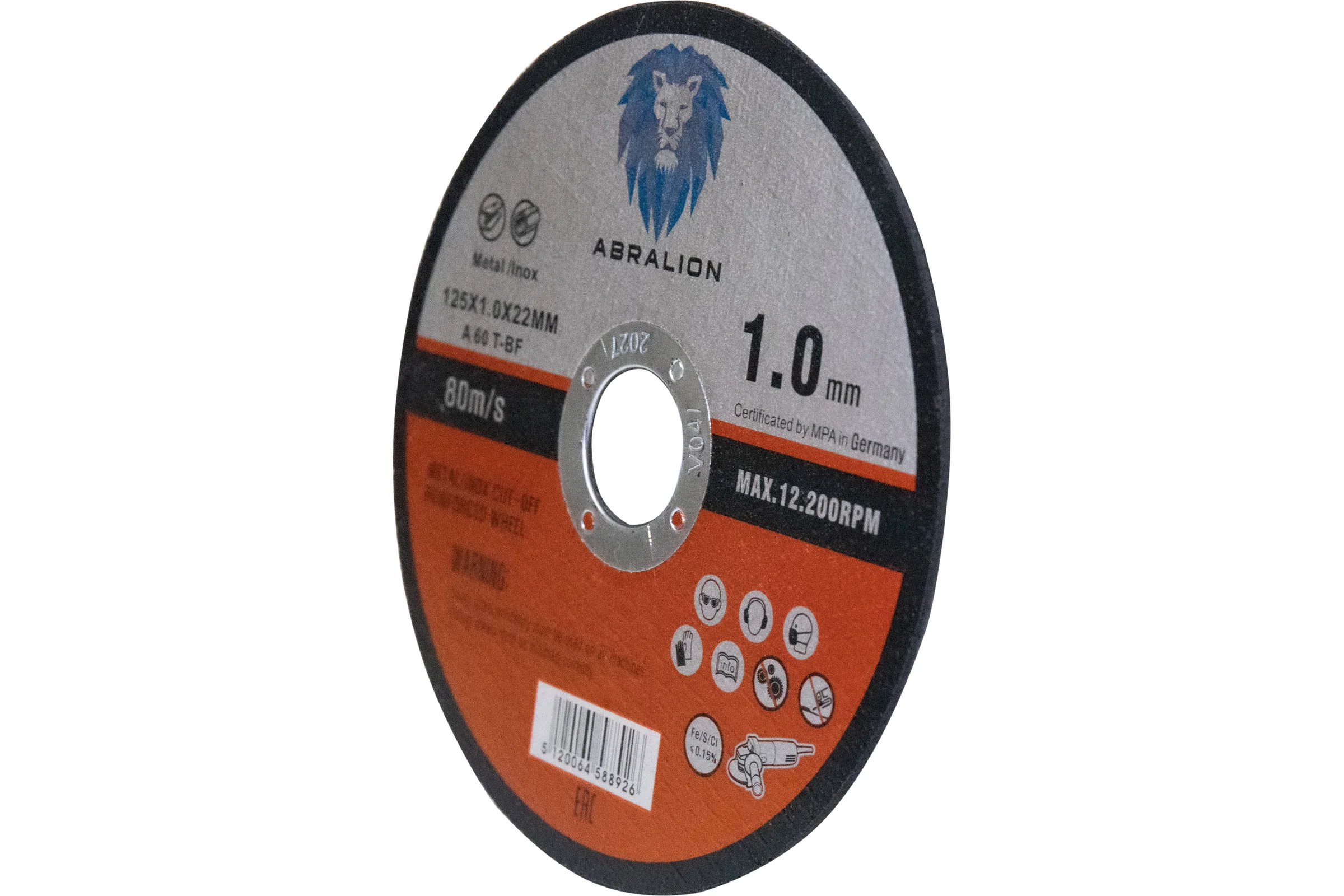 Круг отрезной 125x1x22 мм, А60 T-BF, металл/нерж. ABRALION 8926