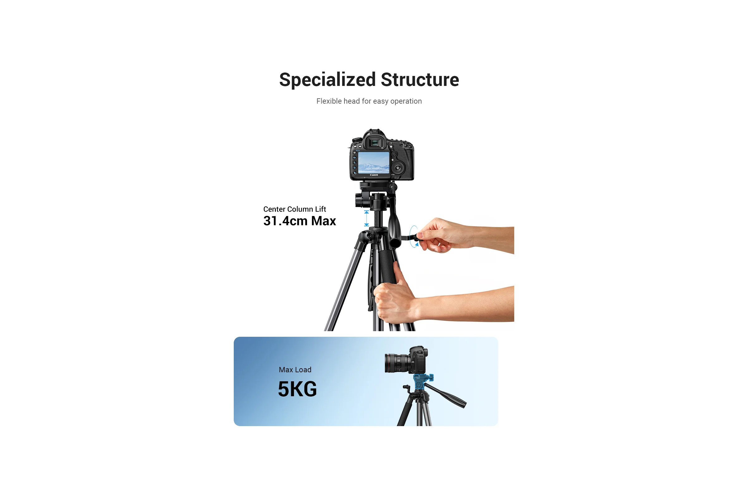 Трипод профессиональный LP661 Professional Tripod for Phone and Camera черный UGREEN 15187_