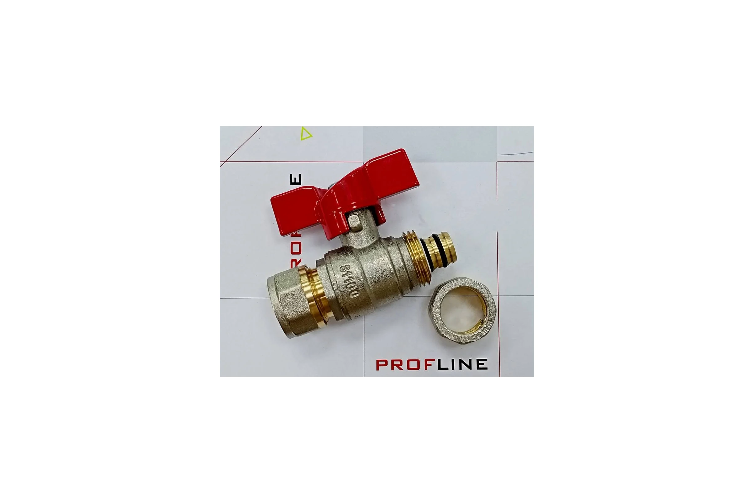 Кран шаровой для м/п труб PROFLINE цанга-цанга 16x16 УТ-00036233