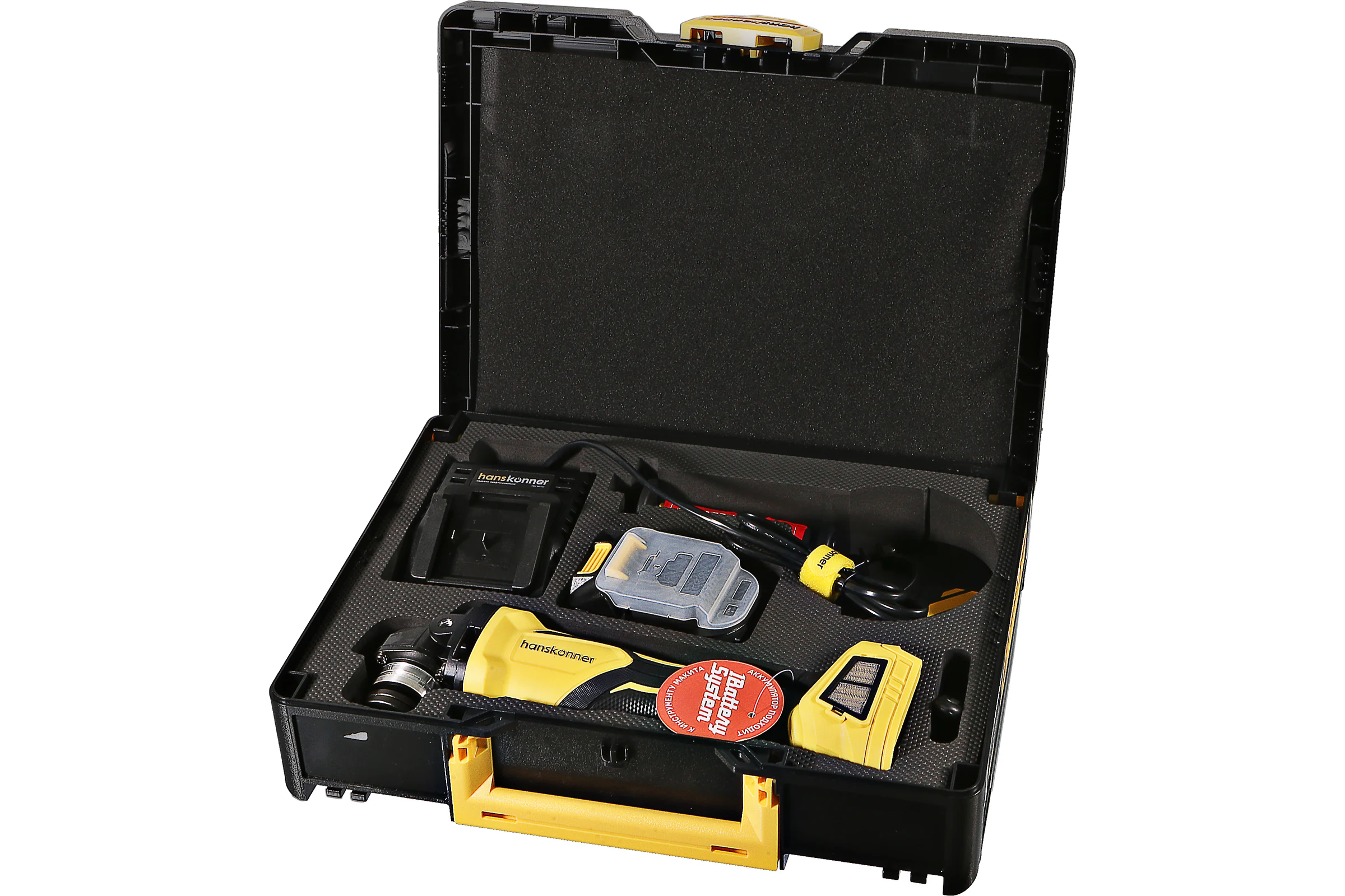 Аккумуляторная УШМ Hanskonner 1BatterySystem HAG1812E