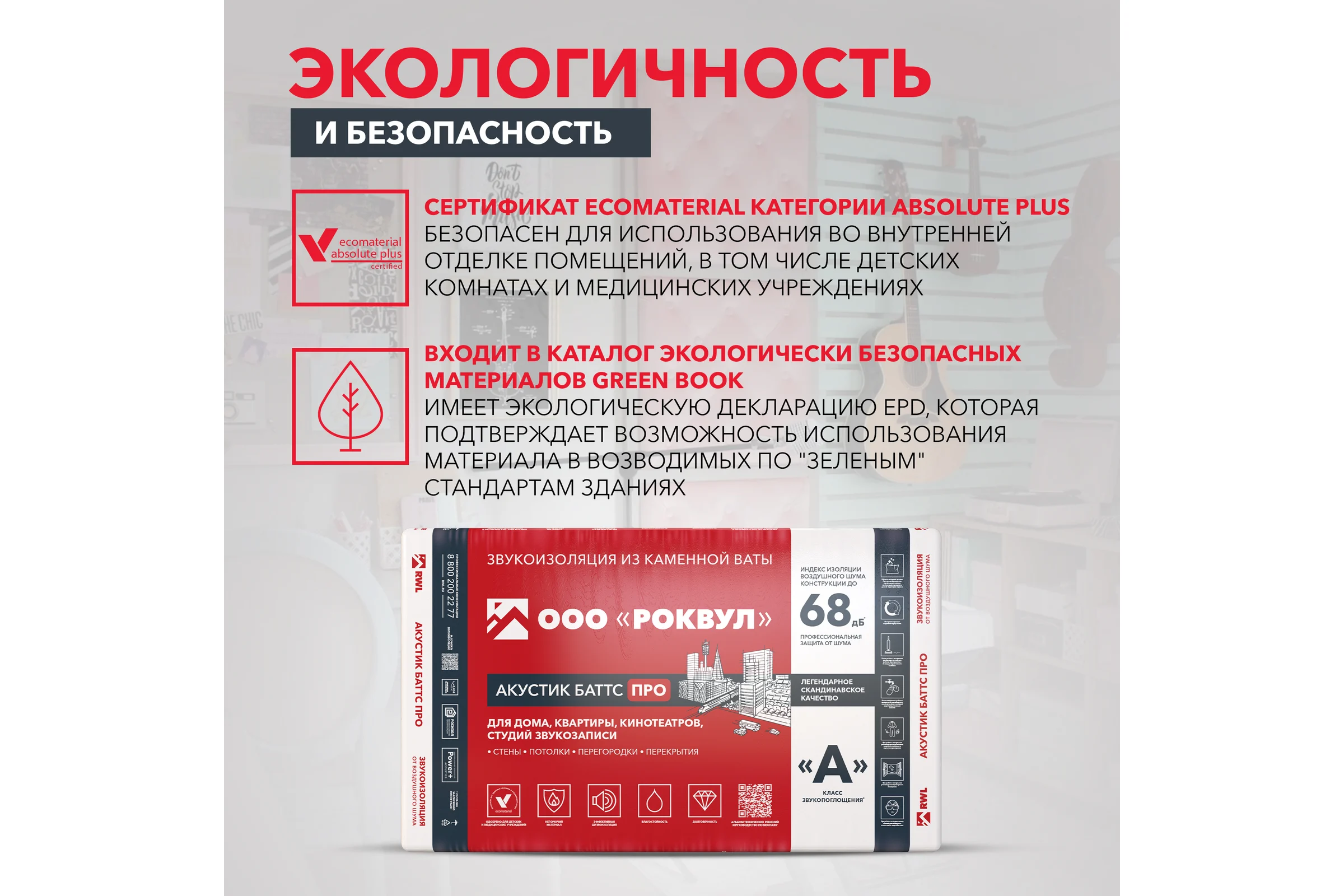 Плита RWL АКУСТИК БАТТС ПРО 1000x600x100 ГП-316222