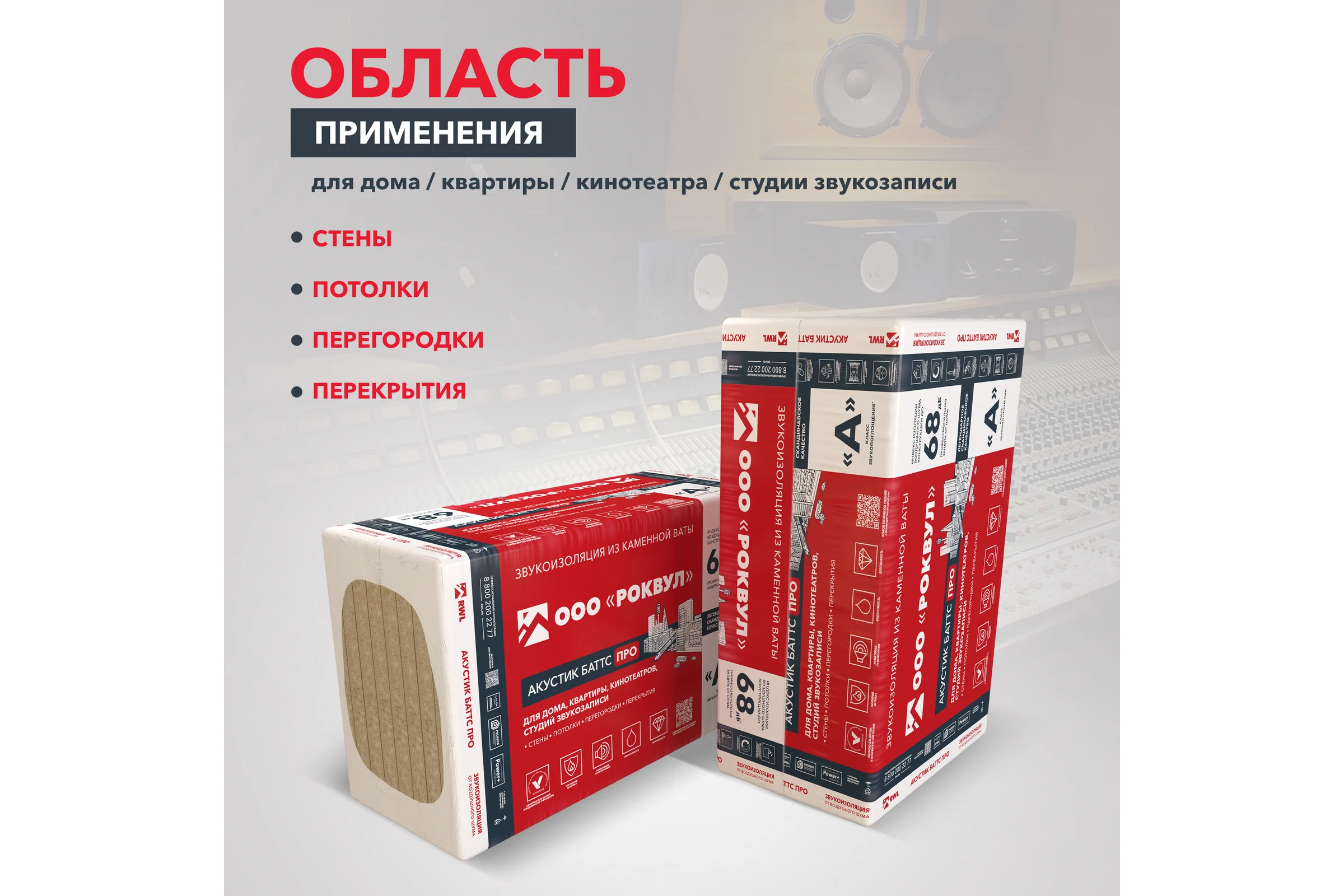 Плита RWL АКУСТИК БАТТС ПРО 1000x600x50 ГП-315197
