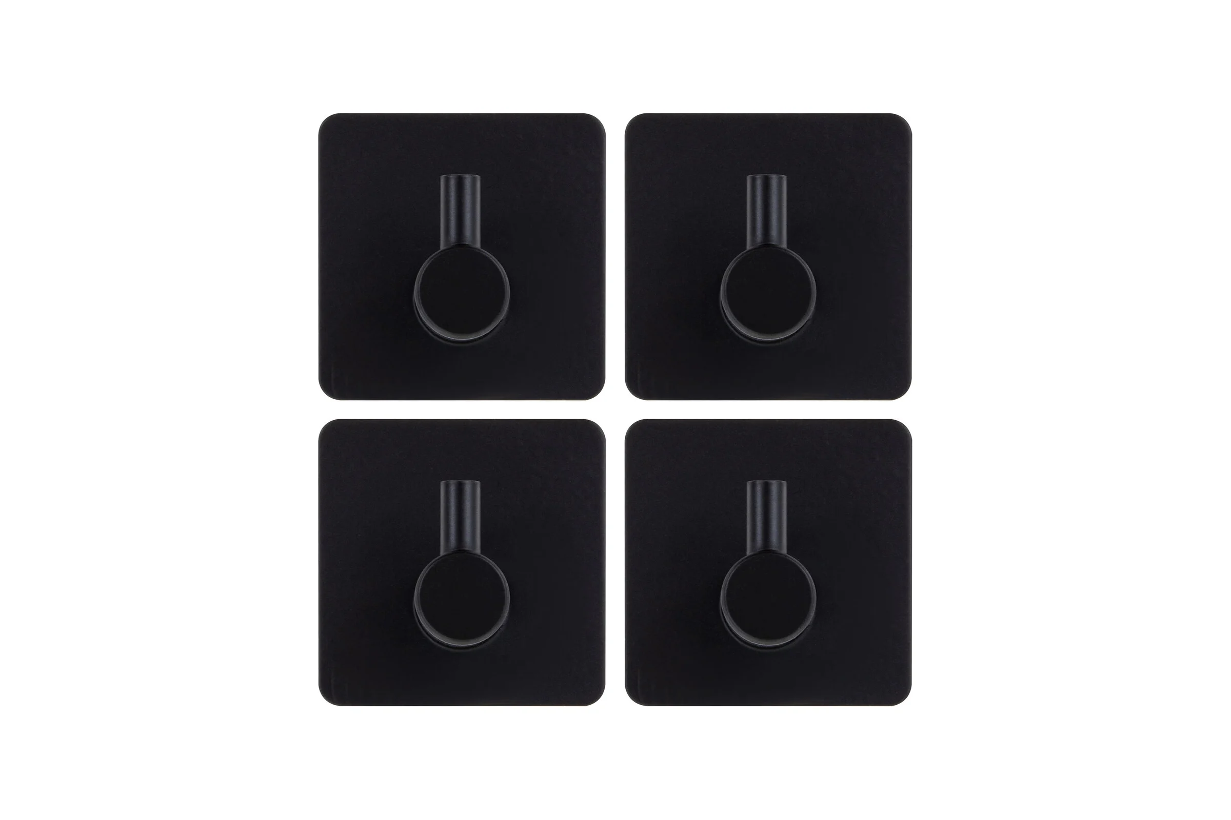 Крючки самоклеящиеся универсальные LAIMA Home, 4,5x4,5 см, сталь, черные, 4 шт. 608786