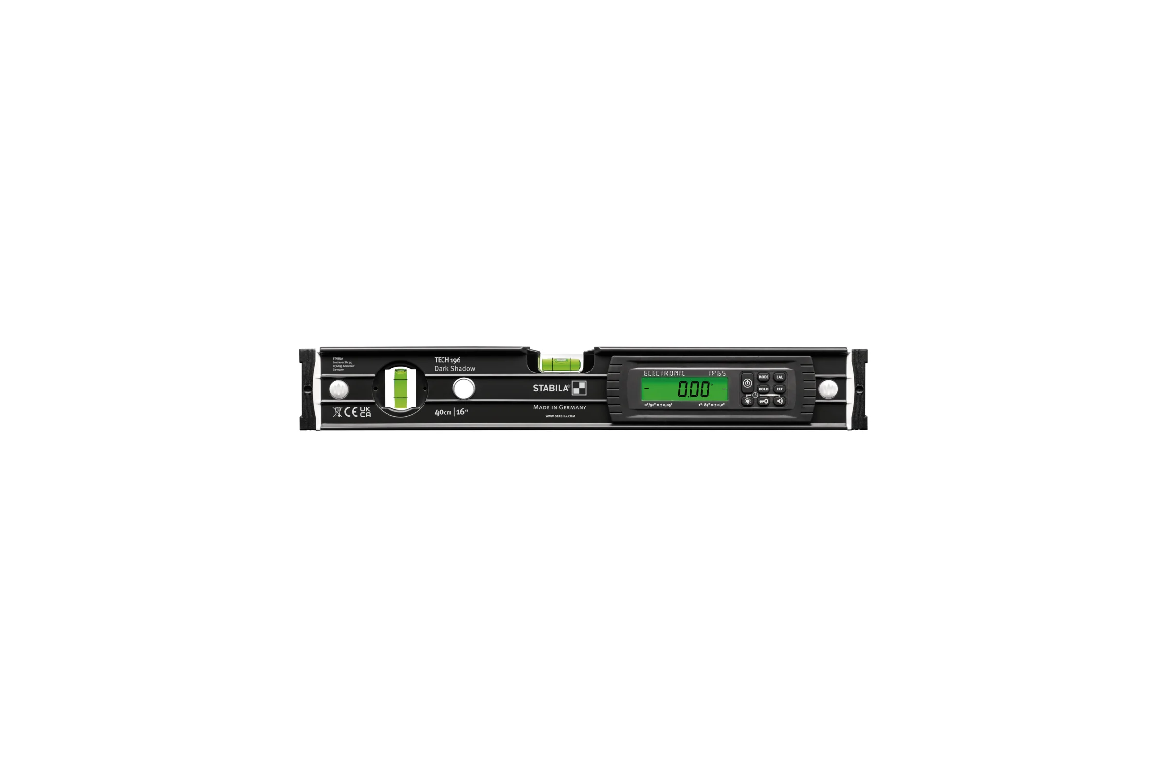 Уровень STABILA TECH 196 DL Dark Shadow 40 см, IP 67, 1 вертикальный, 1 горизонтальный глазок, 2 ЖК дисплея, точность 0,5 мм/м 20006