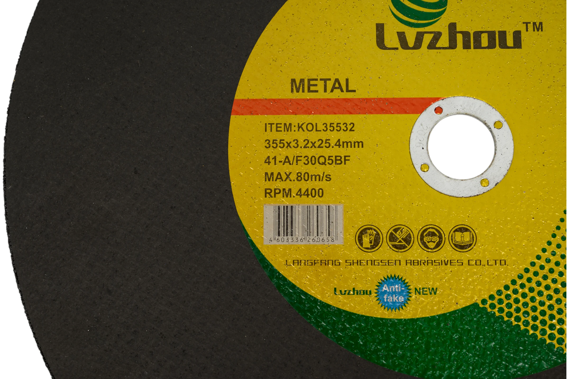 Круг отрезной абразивный по металлу 355x3.2x25.4 мм Lvzhou KOL35532