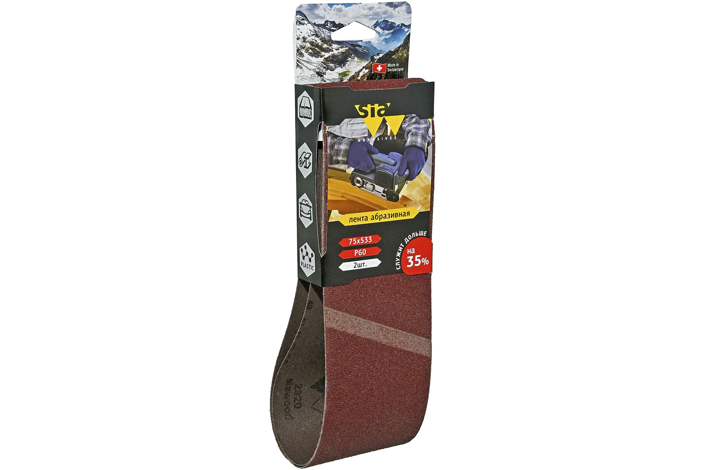 Лента шлифовальная бесконечная 2920 siawood (2 шт; 75х533 мм; Р60) sia Abrasives sw533-060