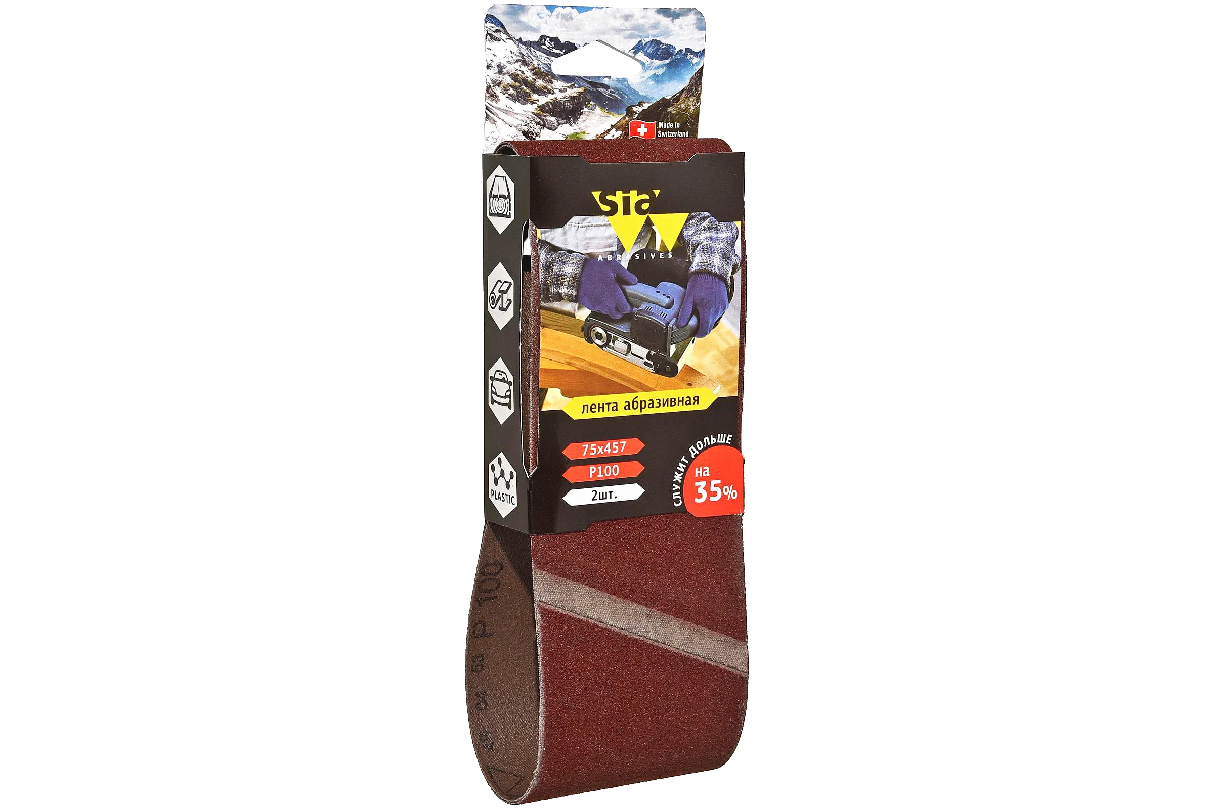 Лента шлифовальная бесконечная 2920 siawood (2 шт; 75х457 мм; Р100) sia Abrasives sw457-100
