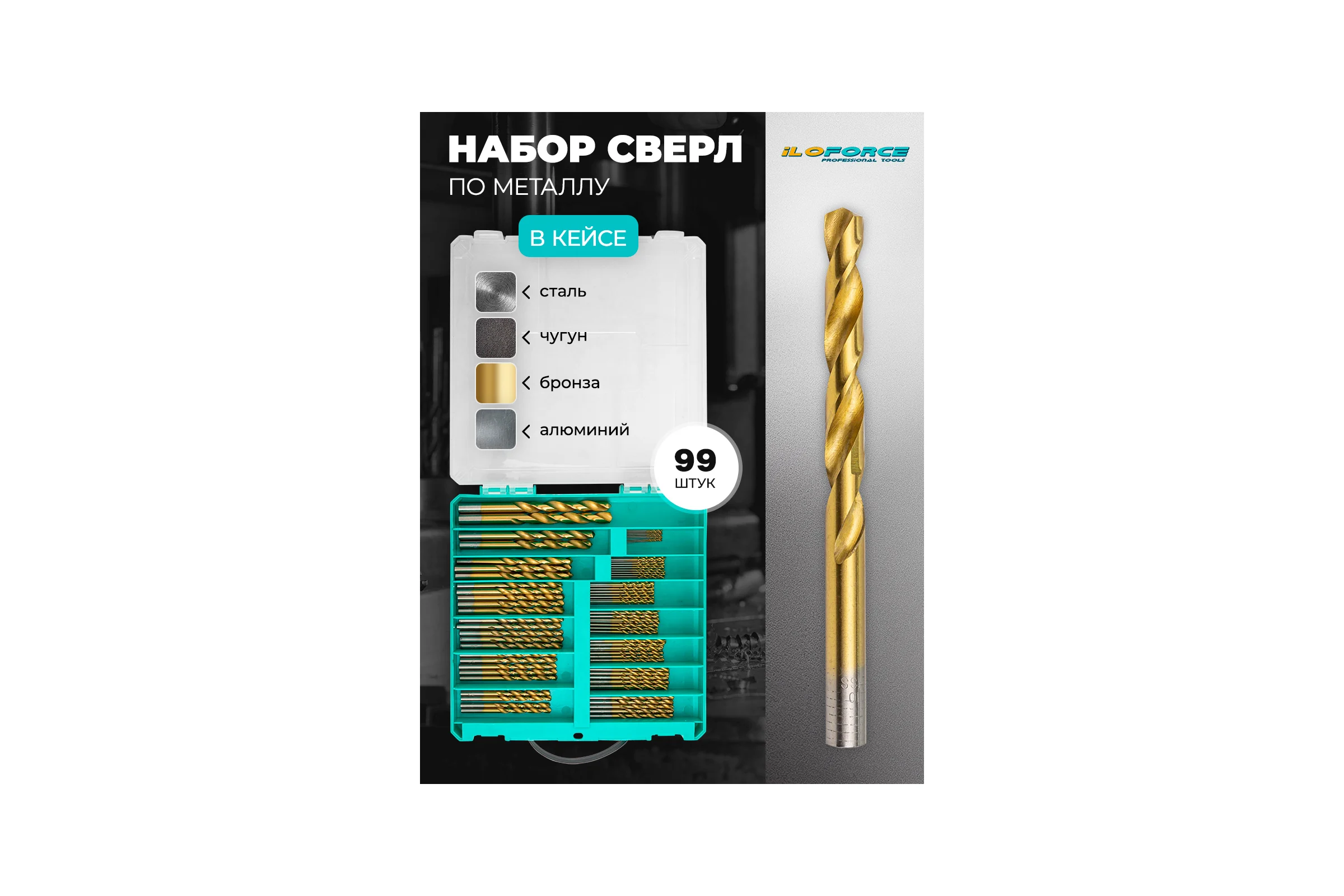 Сверла по металлу, набор 100 предметов iLOFORCE IF-924U100(58829)