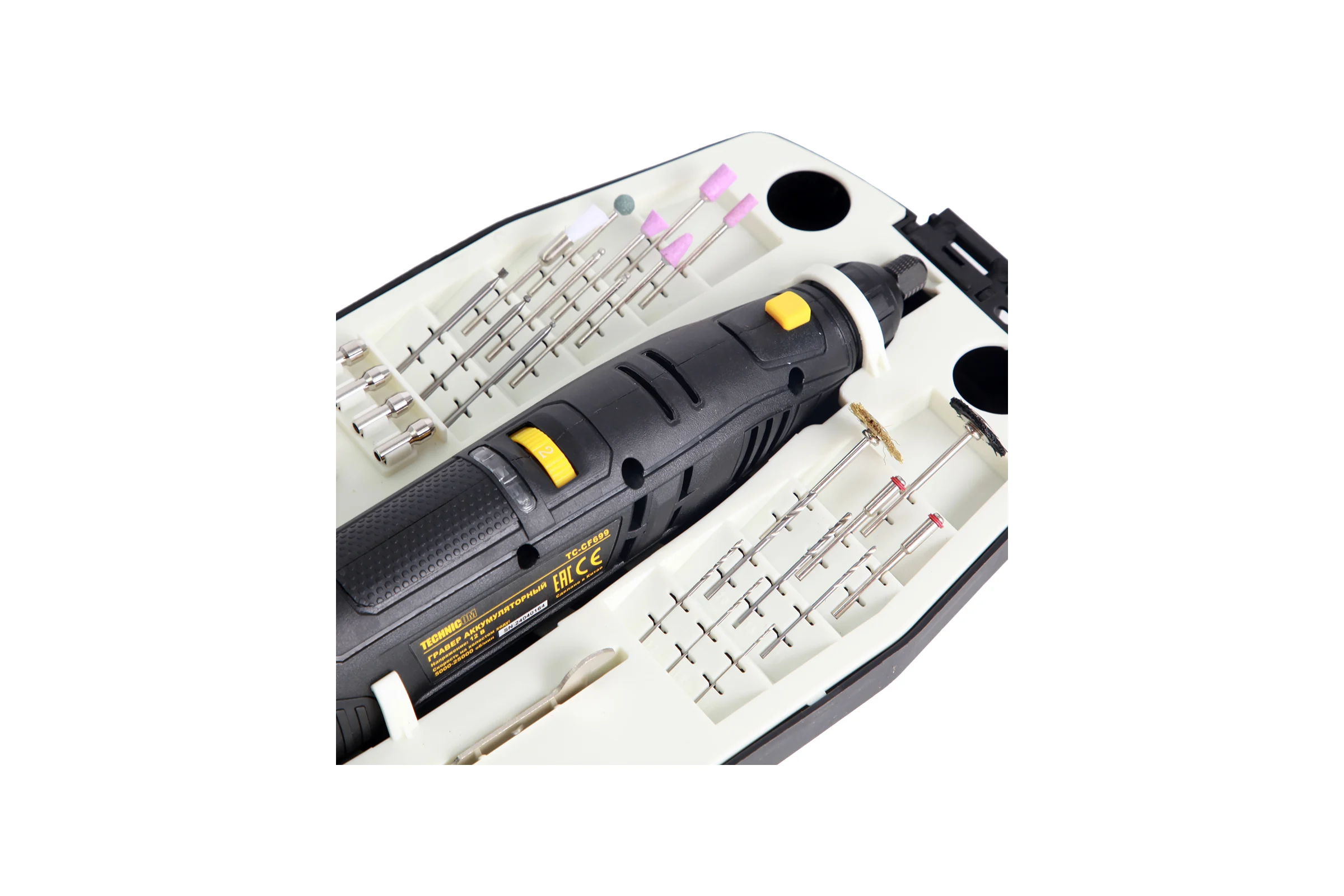 Аккумуляторный гравер TECHNICOM 12В, 2Ач, 6 скоростей, 5000-25000 об/мин TC-CF699