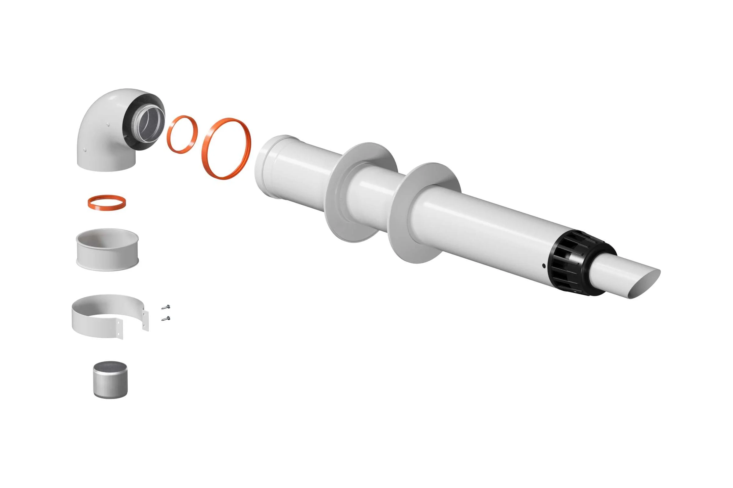 Комплект дымохода KRATS антилед 60/100 - 1000 мм (Baxi (кроме ECO Nova/Classic), Ariston, Vaillant, Viessmann, Kiturami, Mizudo, Hubert, Beretta, Oasis, Wolf, Haier, Tiberis, DeDietrich, Arderia и др.) хомут в комплекте + втулка D60 L-50 KTL-01B-075