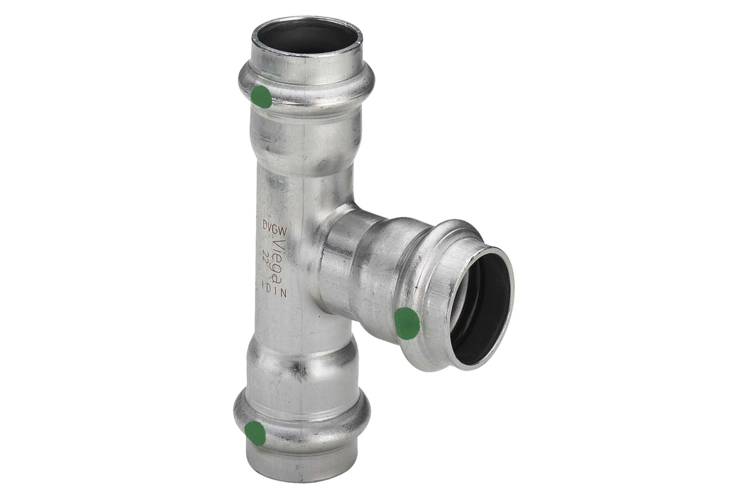 Тройник Viega Sanpress Inox, с SC-Contur, нержавеющая сталь, 42х22х42 мм 436032
