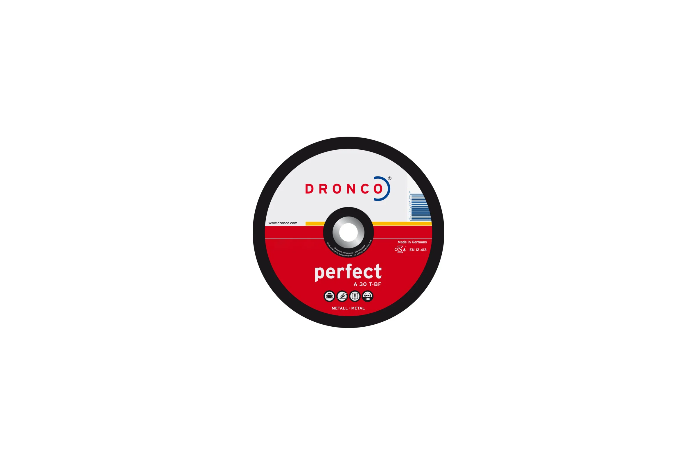 Диск шлифовальный по металлу Perfect A30T (180x6x22.23 мм) DRONCO 3186041100