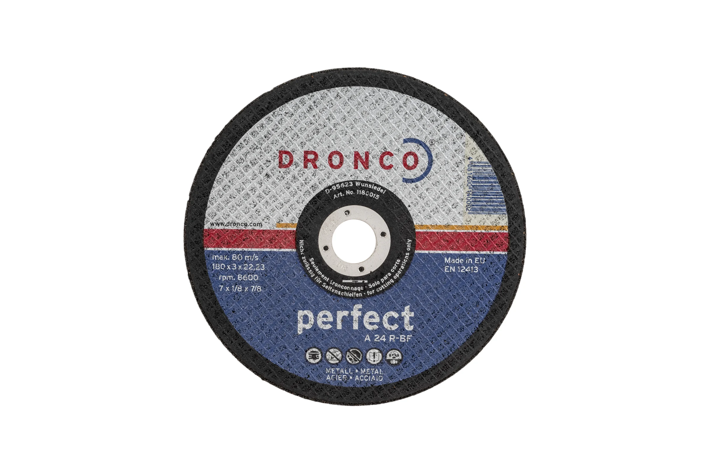 Диск отрезной по металлу Perfect A24R (180x3x22.23 мм) DRONCO 1180015100