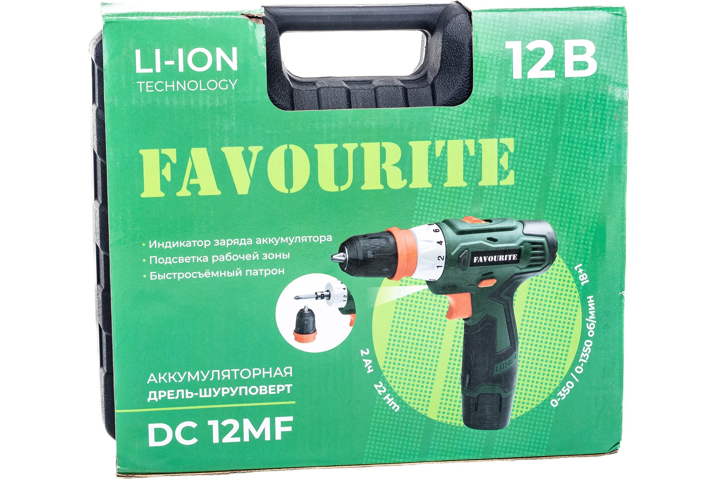 Акк. дрель-шуруповёрт FAVOURITE 12В, 2Ач, 22Нм Li-ion съём.патрон DC 12MF 101121312