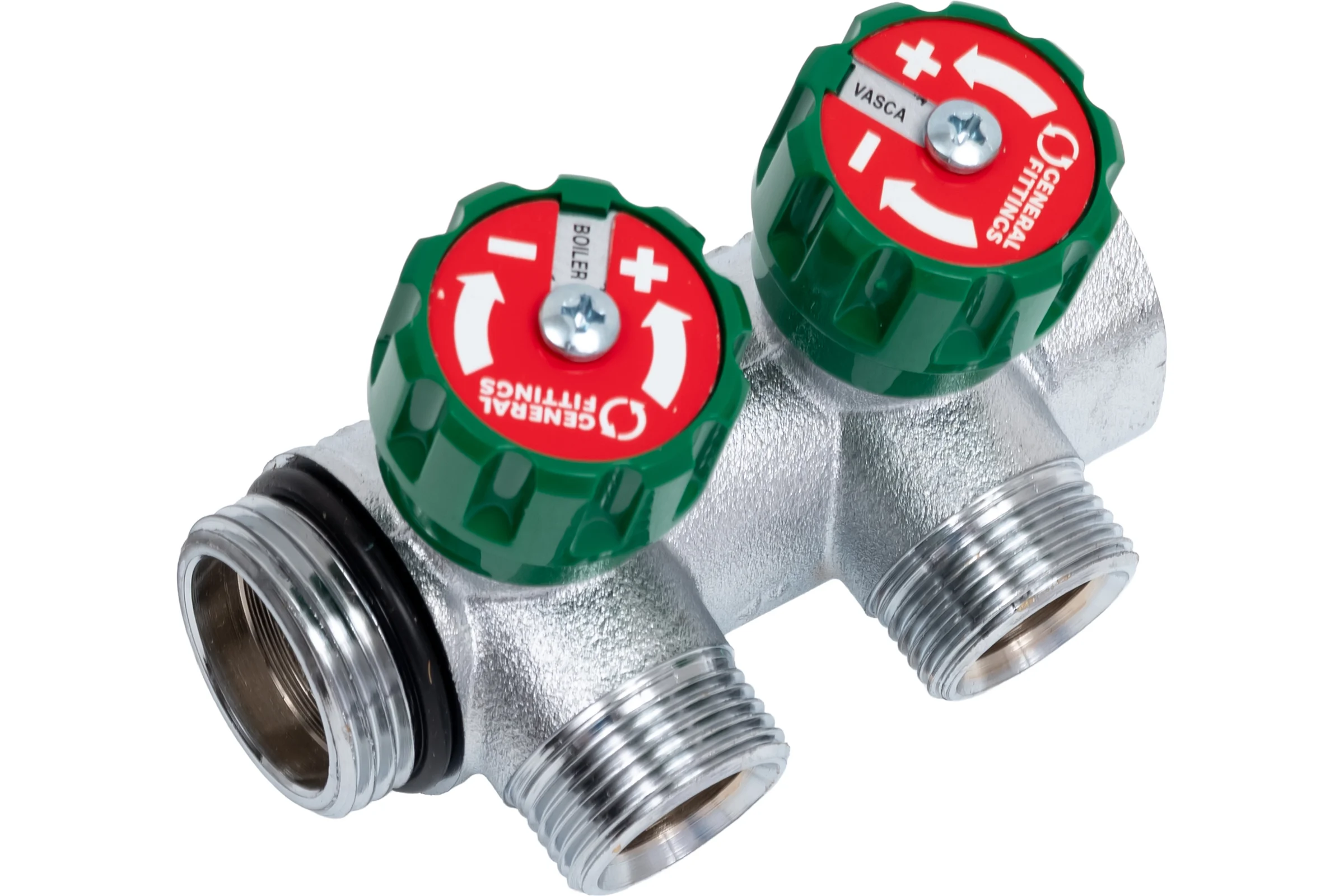 Коллектор Hoobs латунный хром 1" x 3/4" (евроконус) - 2 вых. 03104H