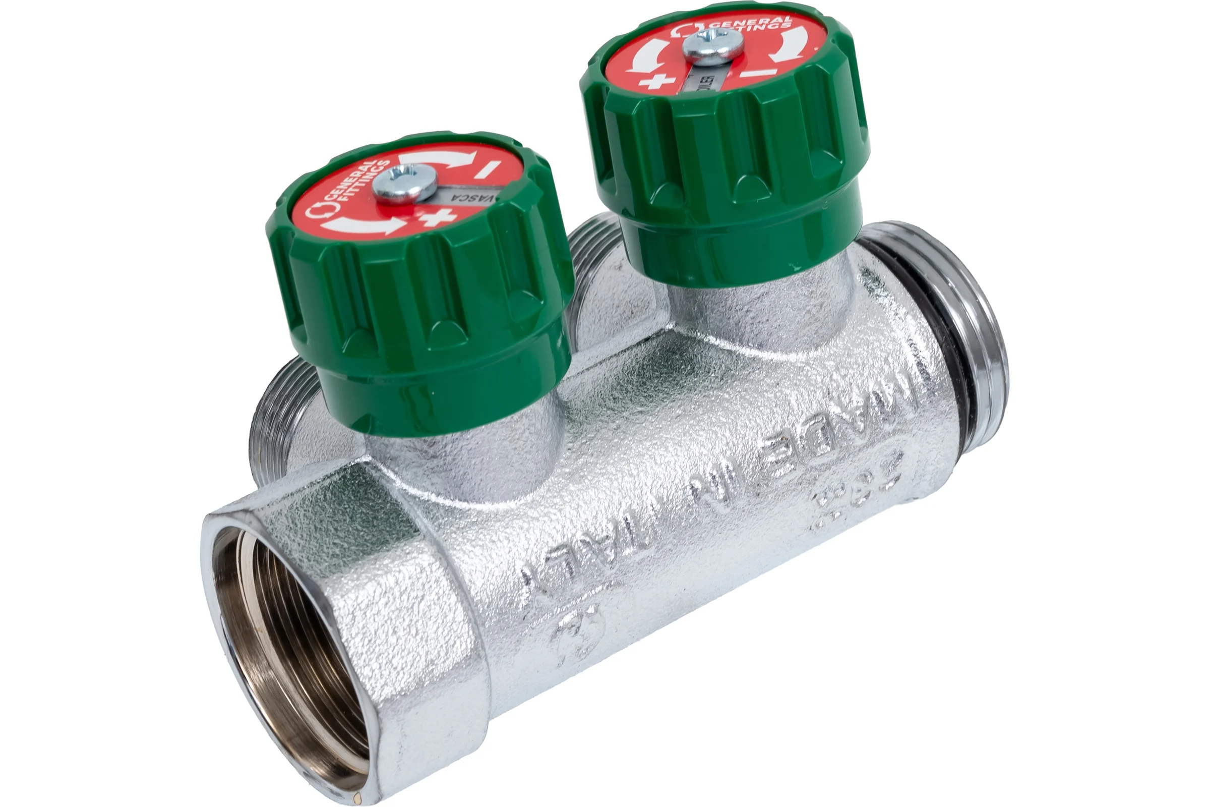 Коллектор Hoobs латунный хром 1" x 3/4" (евроконус) - 2 вых. 03104H