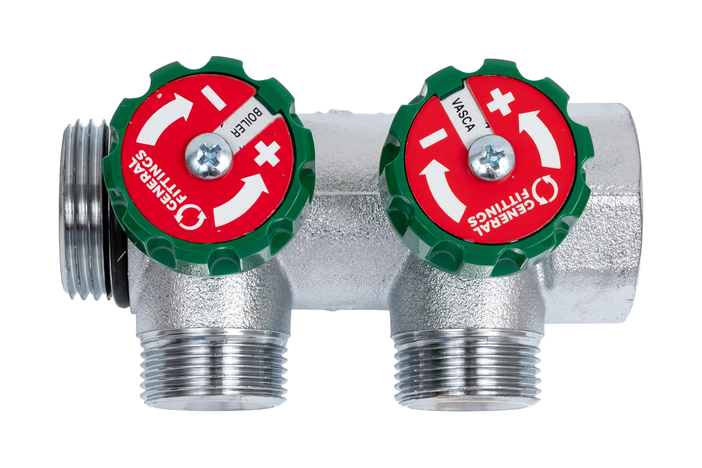Коллектор Hoobs латунный хром 1" x 3/4" (евроконус) - 2 вых. 03104H
