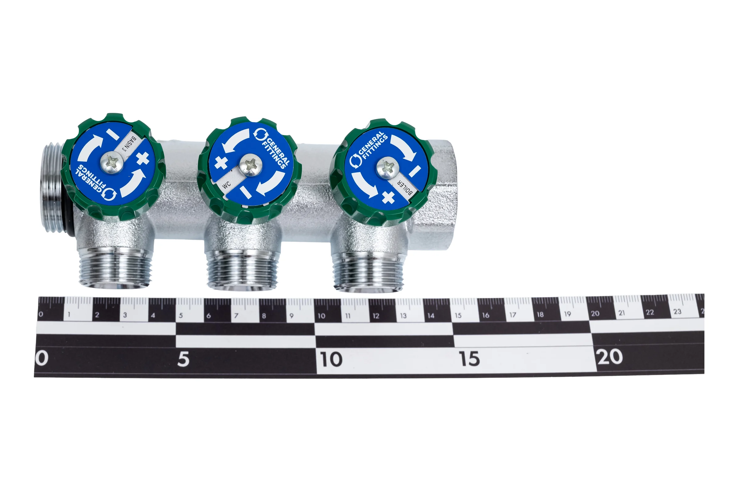 Коллектор Hoobs латунный хром 1" x 3/4" (евроконус) - 3 вых. 03105H