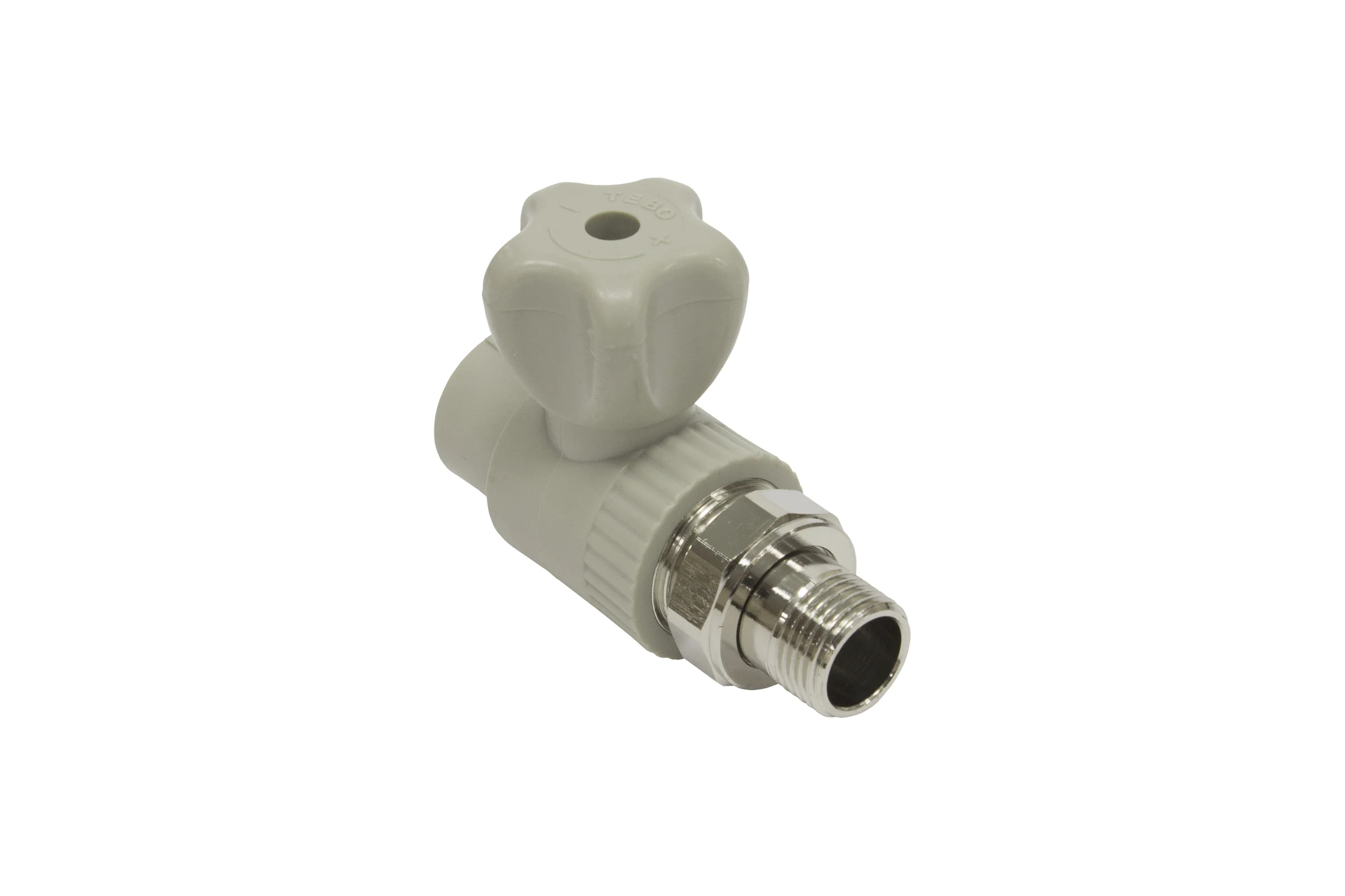 Кран шаровой для радиаторов TEBO PPR, 25x3/4 НР, прямой, серый 031060204