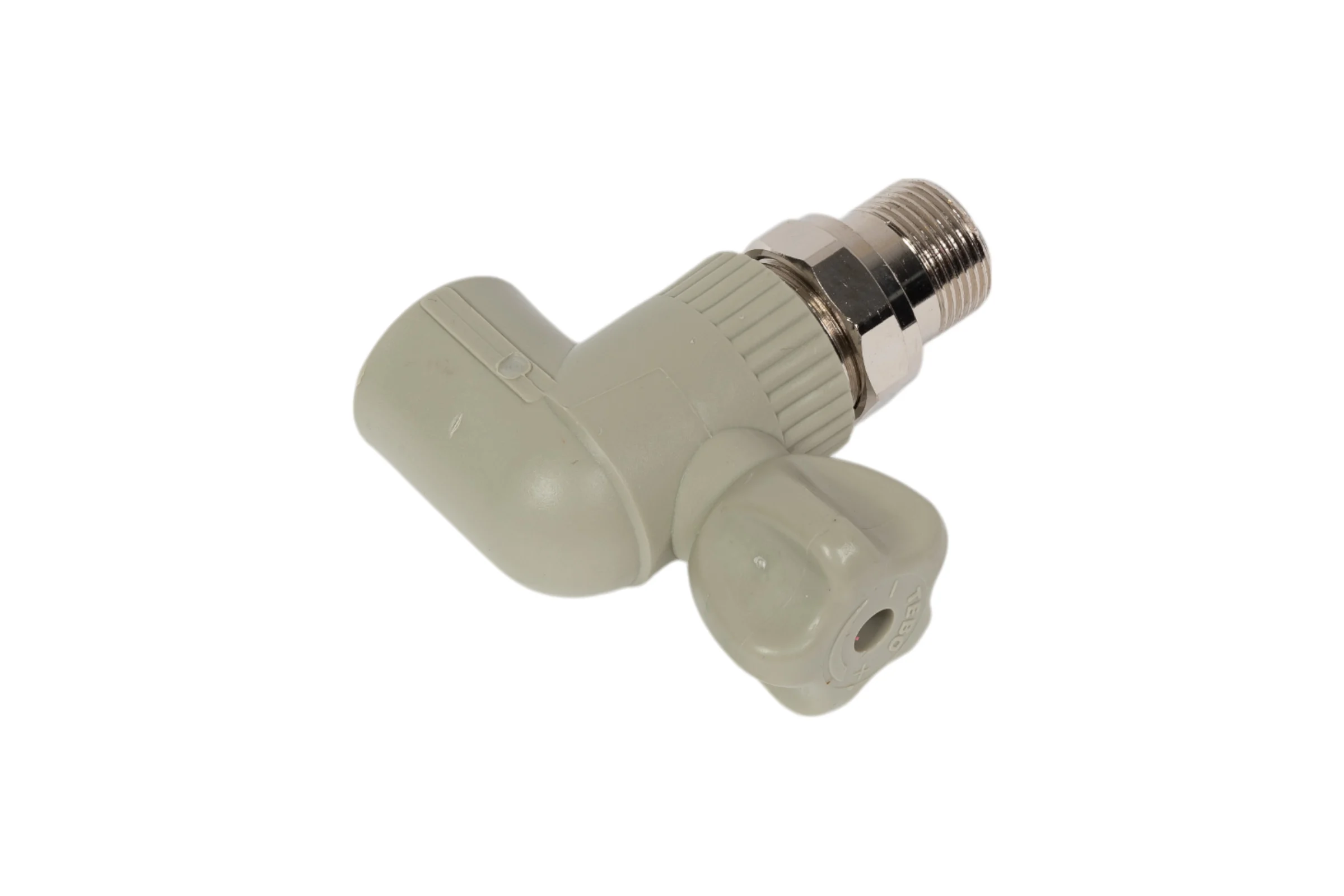Кран шаровой для радиаторов TEBO PPR, 25x3/4 НР, угловой, серый 031060214
