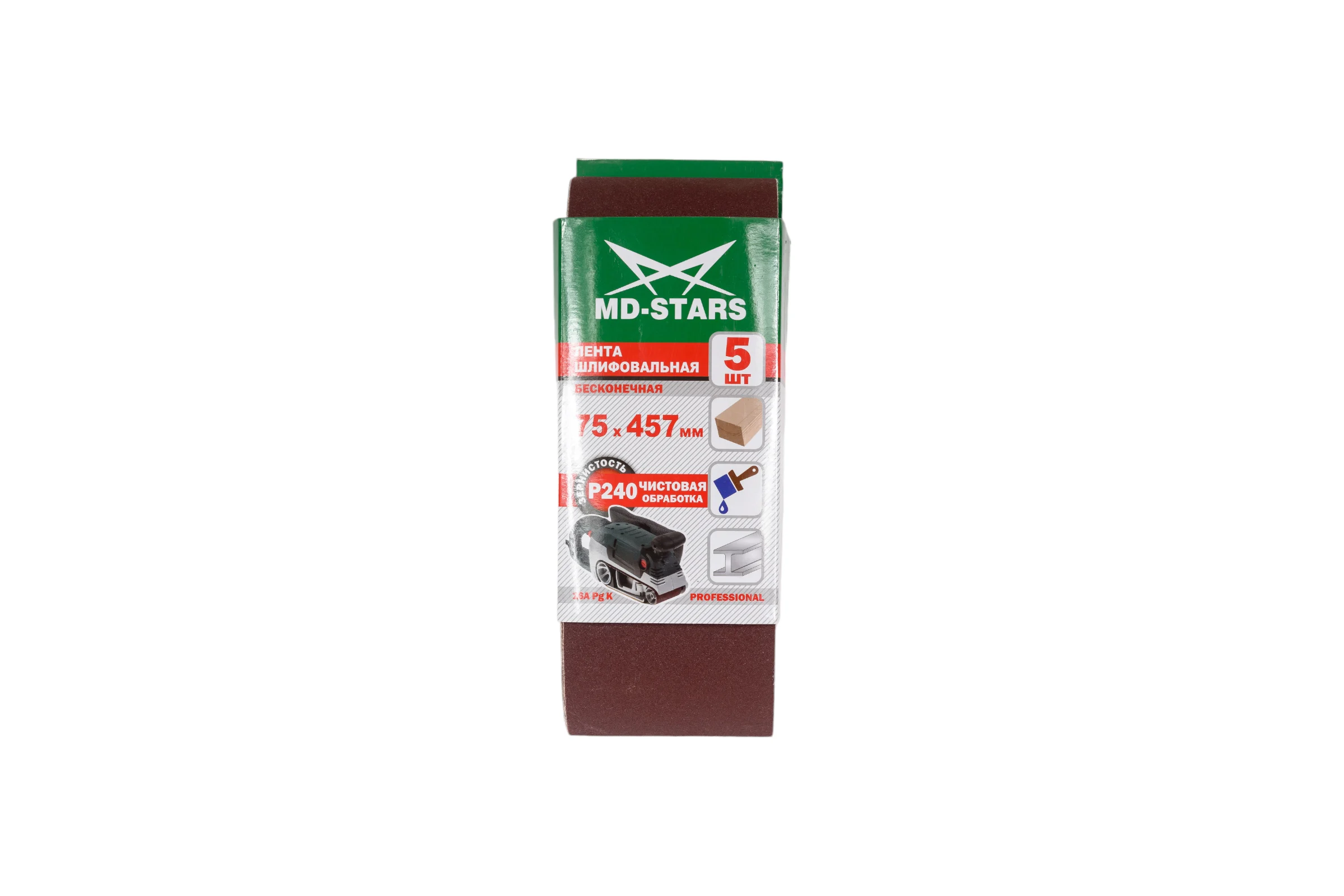 Лента шлифовальная бесконечная 75х457 мм, P240, 5 шт MD-STARS LSH75457P2405