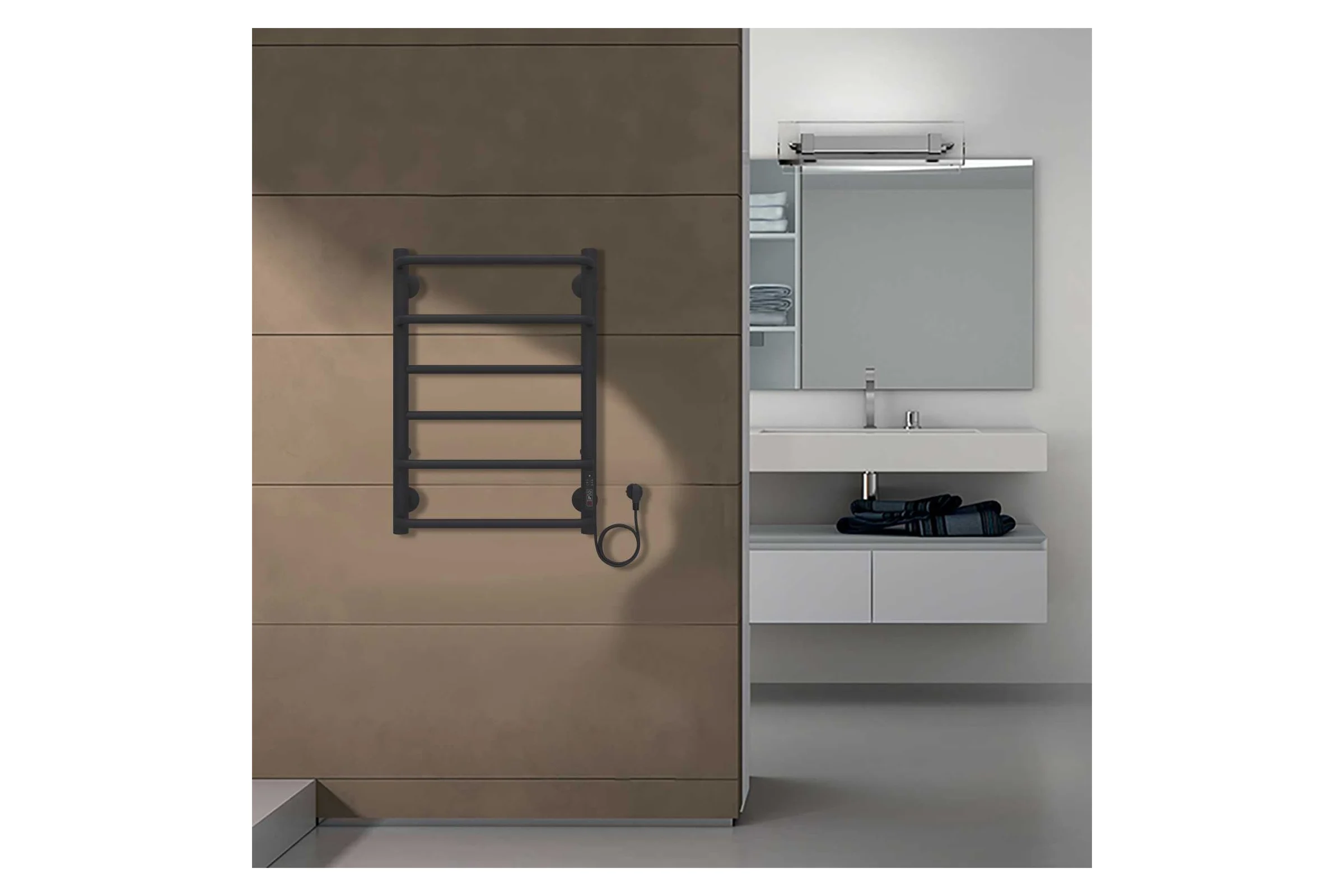 Электрический полотенцесушитель Azario MILAN 400/600 черный, R, 6 перекладин 00088240