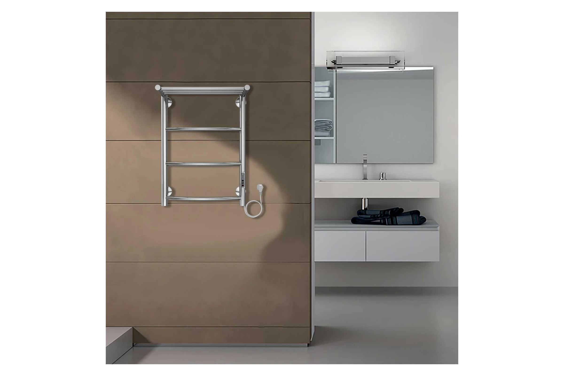 Электрический полотенцесушитель Azario VERONA 400/600 с полкой, R, 3 перекладины 00088204