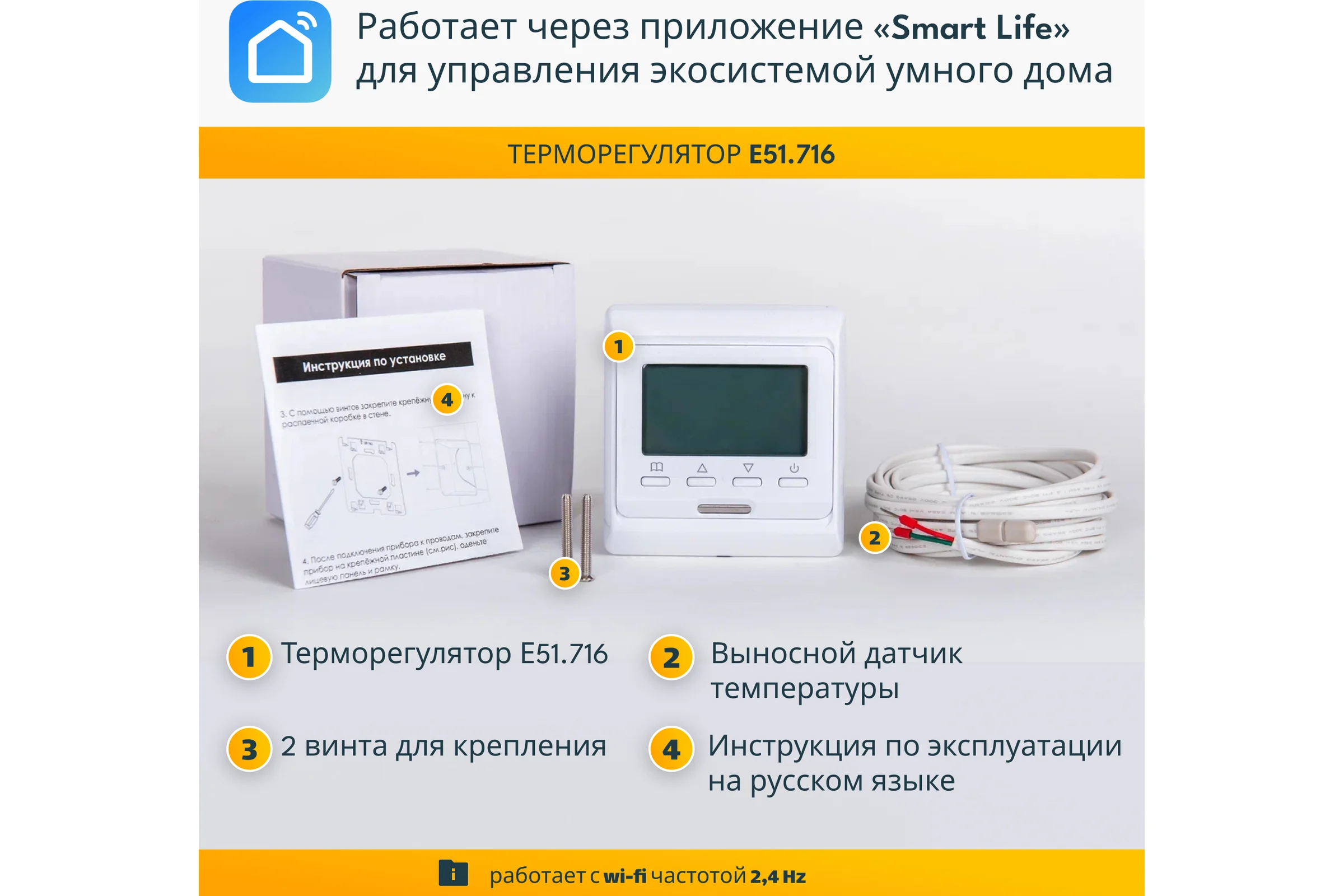 Комплект теплого пола с программируемым терморегулятором Манотек 0,5 м² infra_0.5_e51