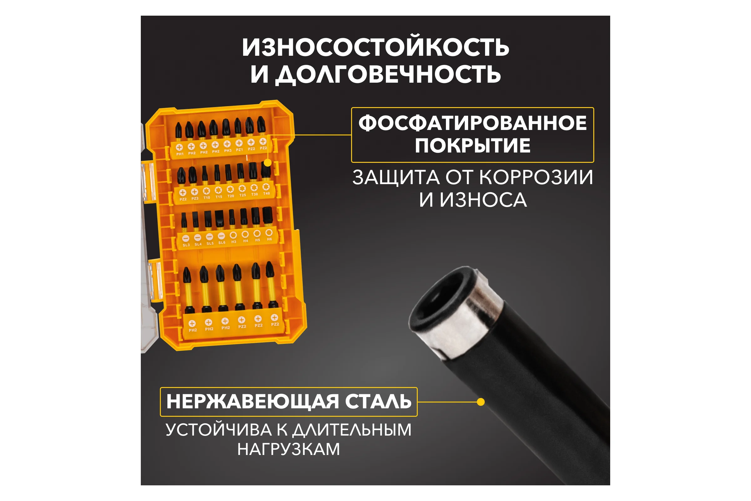 Набор торсионных бит с магнитным держателем и торцевыми головками, пластиковый кейс, 41 шт KRANZ KR-92-0463