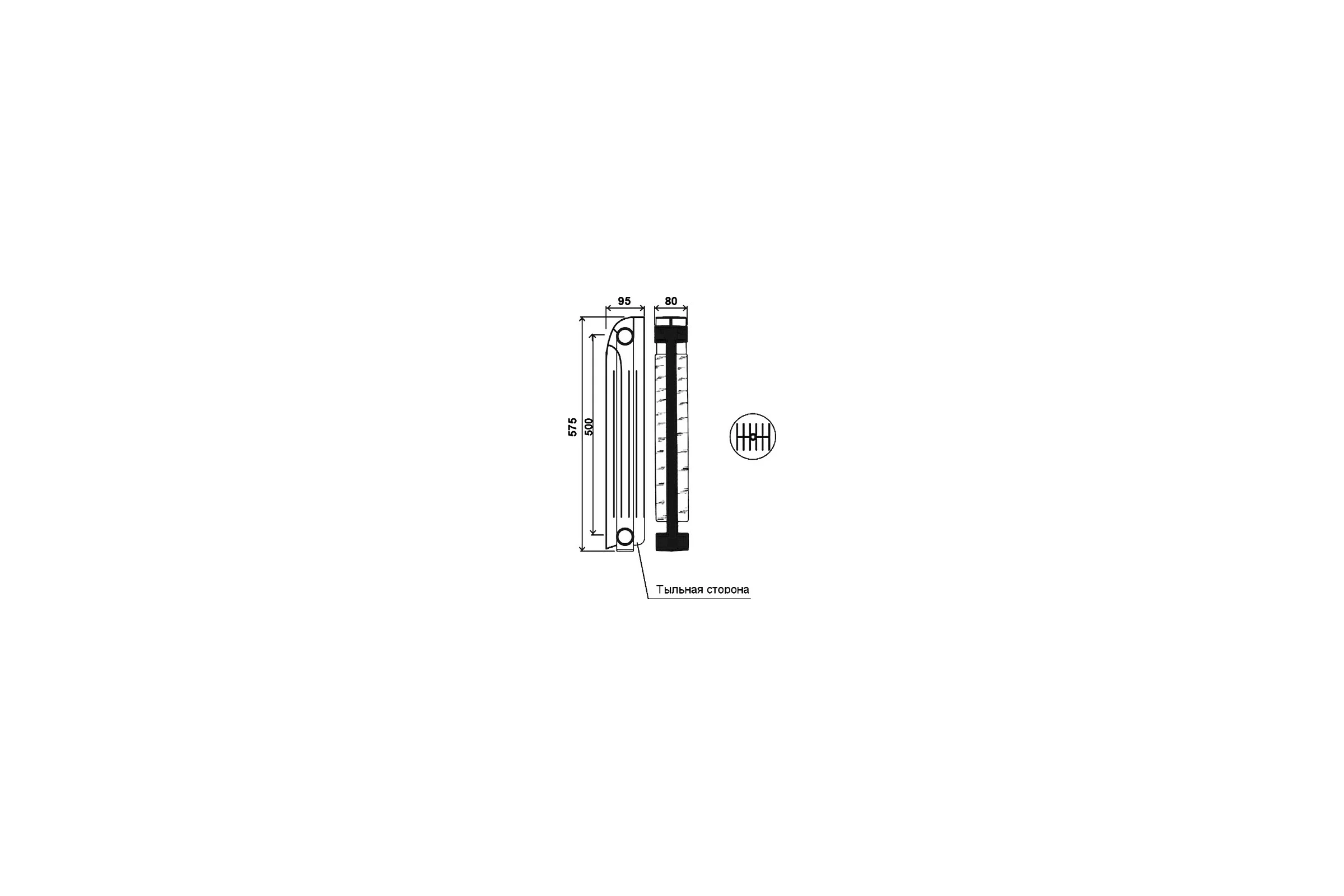 Биметаллический радиатор Global STYLE PLUS 500 12 секции, боковое подключение RG008UNRD1C1K2