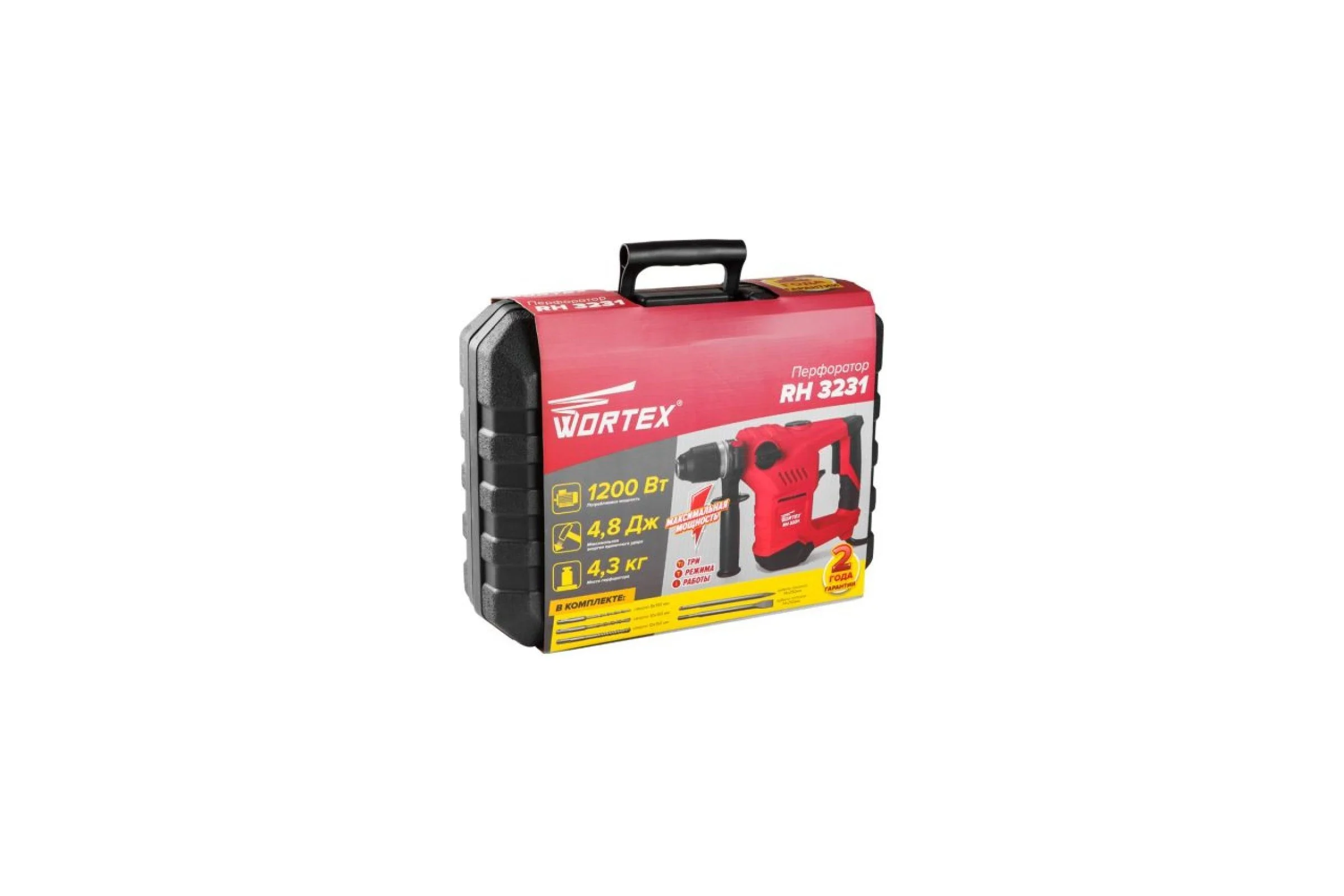 Перфоратор WORTEX RH 3231 в чемодане + 2 зубила, 3 сверла RH32311111