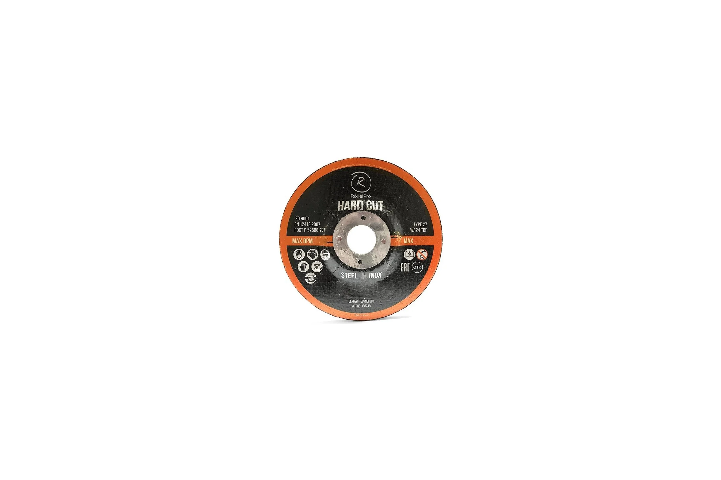 Зачистной круг ROXTOP HARD CUT 125x6.4x22 мм, Т27, нерж. сталь, металл, 25 шт RoxelPro 108249