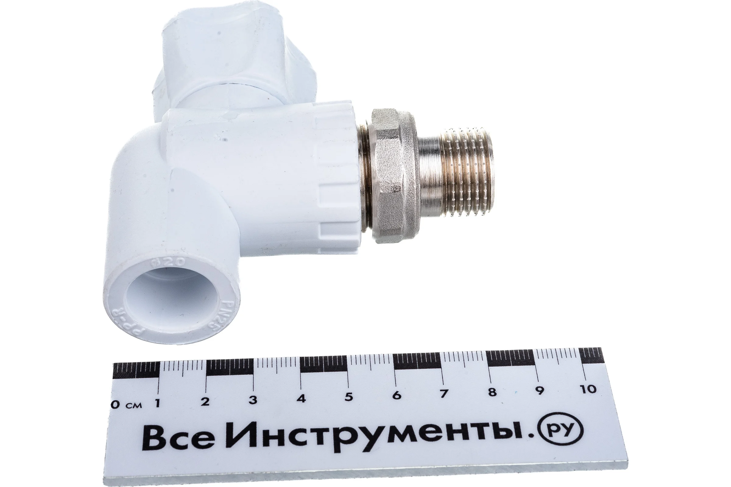 Шаровый кран для радиатора КРОСС PPRC с американкой, угловой 20-1/2 НР 60150