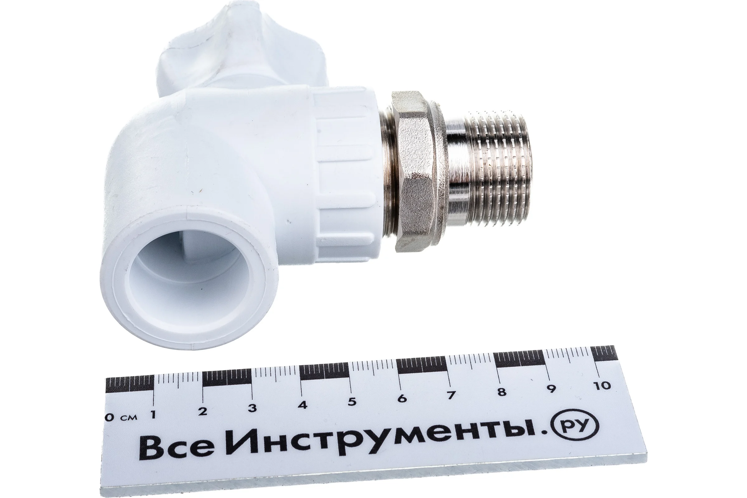 Шаровый кран для радиатора КРОСС PPRC с американкой, угловой, 25-3/4 НР 60156