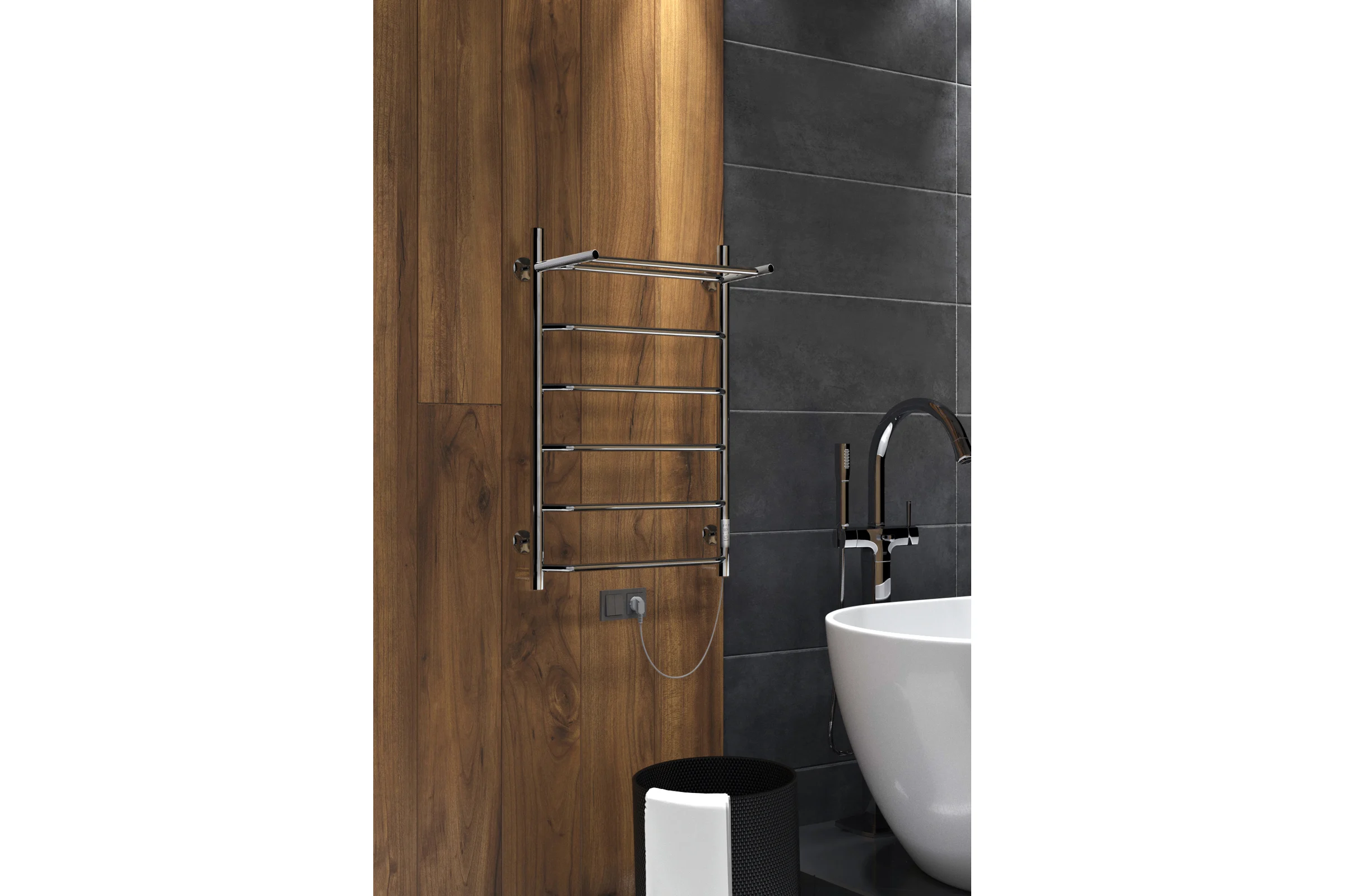 Электрический полотенцесушитель INDIGO Roof Lux с/п (electro) 80/50 (таймер, скр.монтаж, унив.подкл.R/L, полиров.) LCRLE80-50PRt