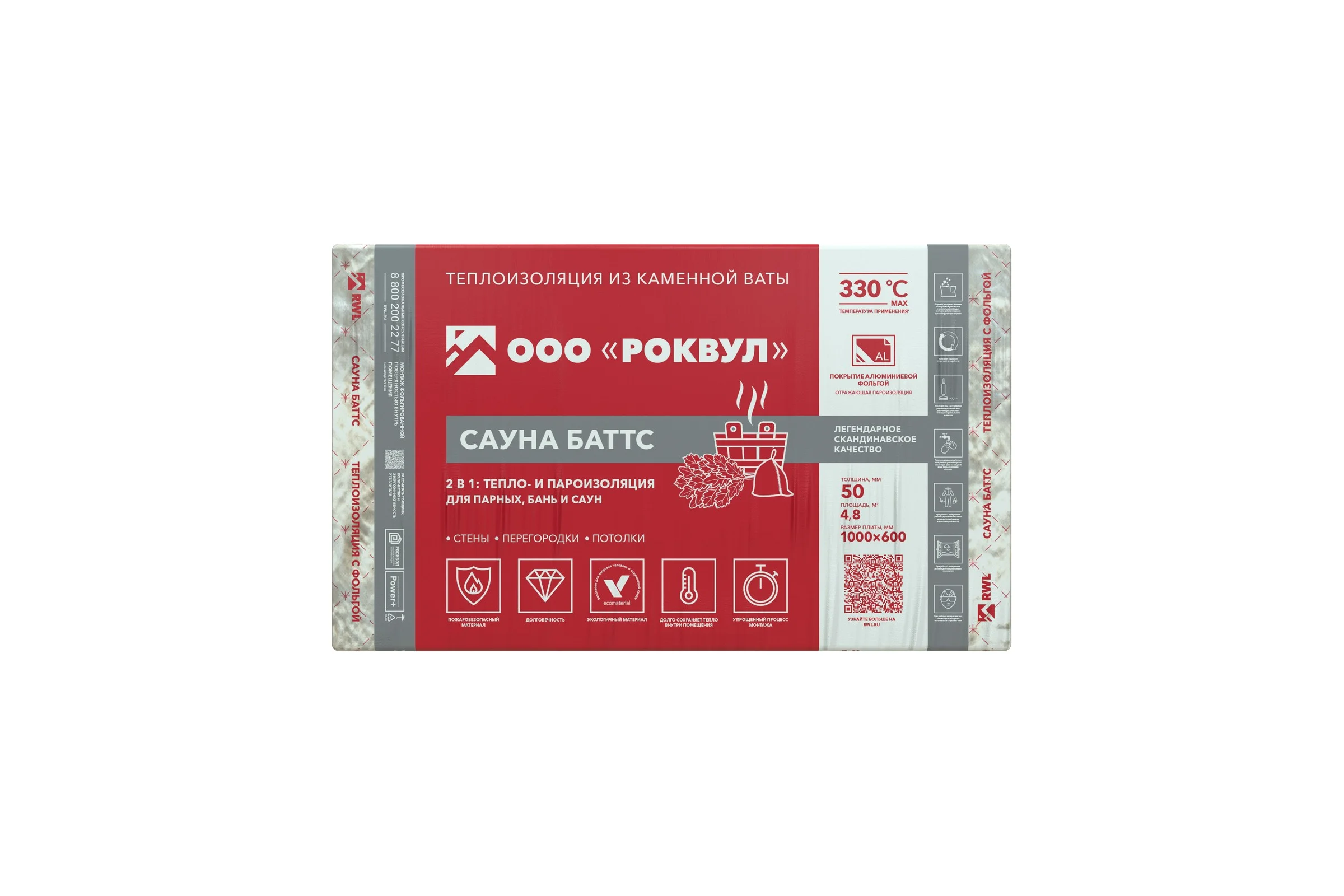 Теплоизоляция RWL САУНА БАТТС 1000x600x50 ГП-222937