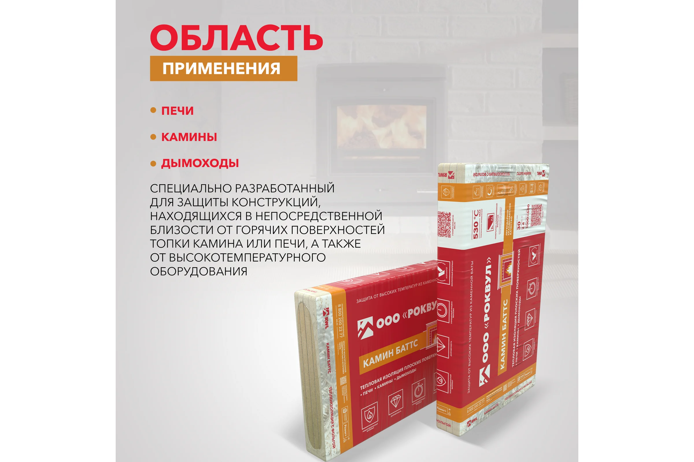 Теплоизоляция RWL КАМИН БАТТС 1000x600x30 ГП-223361