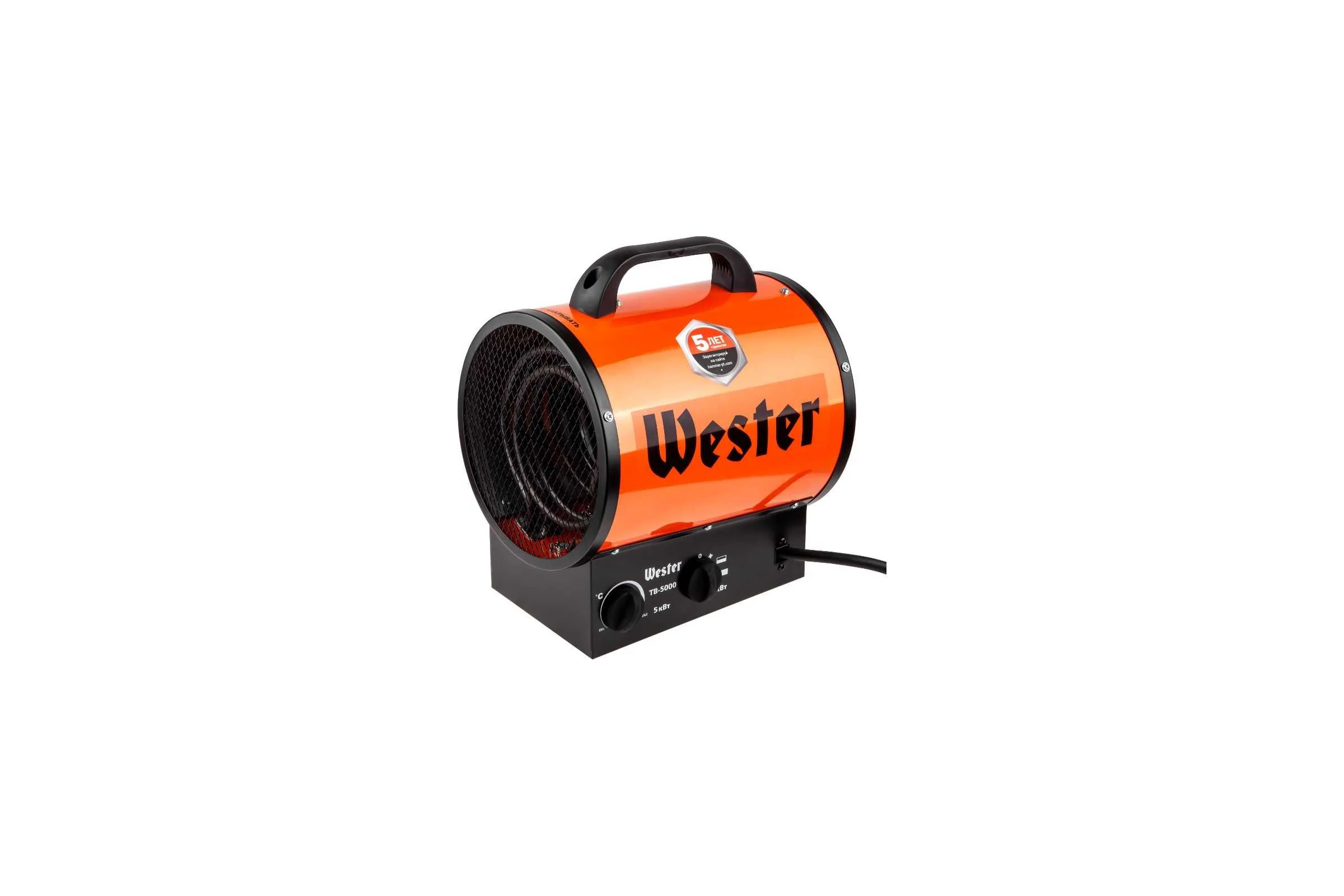 Тепловентилятор электрический WESTER TB-5000 5 кВт, 400 м3/ч, 45 м2, 4.8 кг 615365